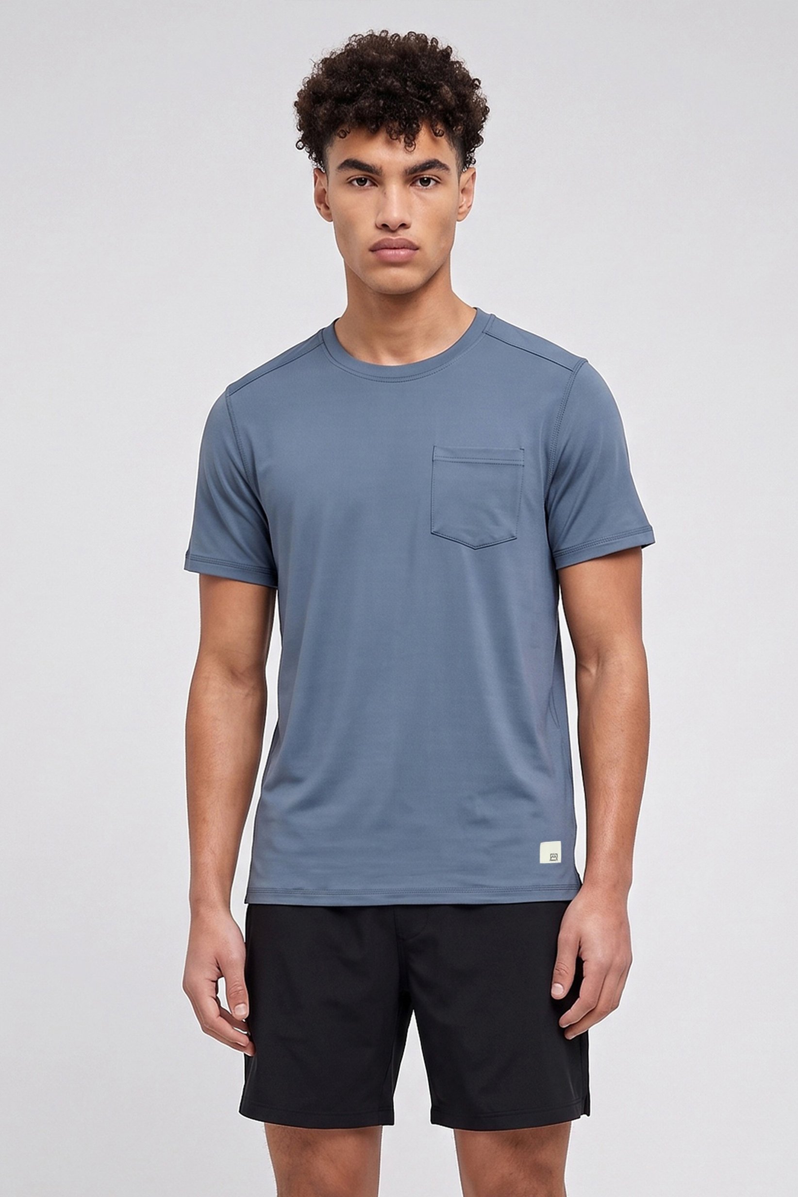 Men Sportswear Fit Short Sleeve Outdoor T-Shirt, Dusty Blue