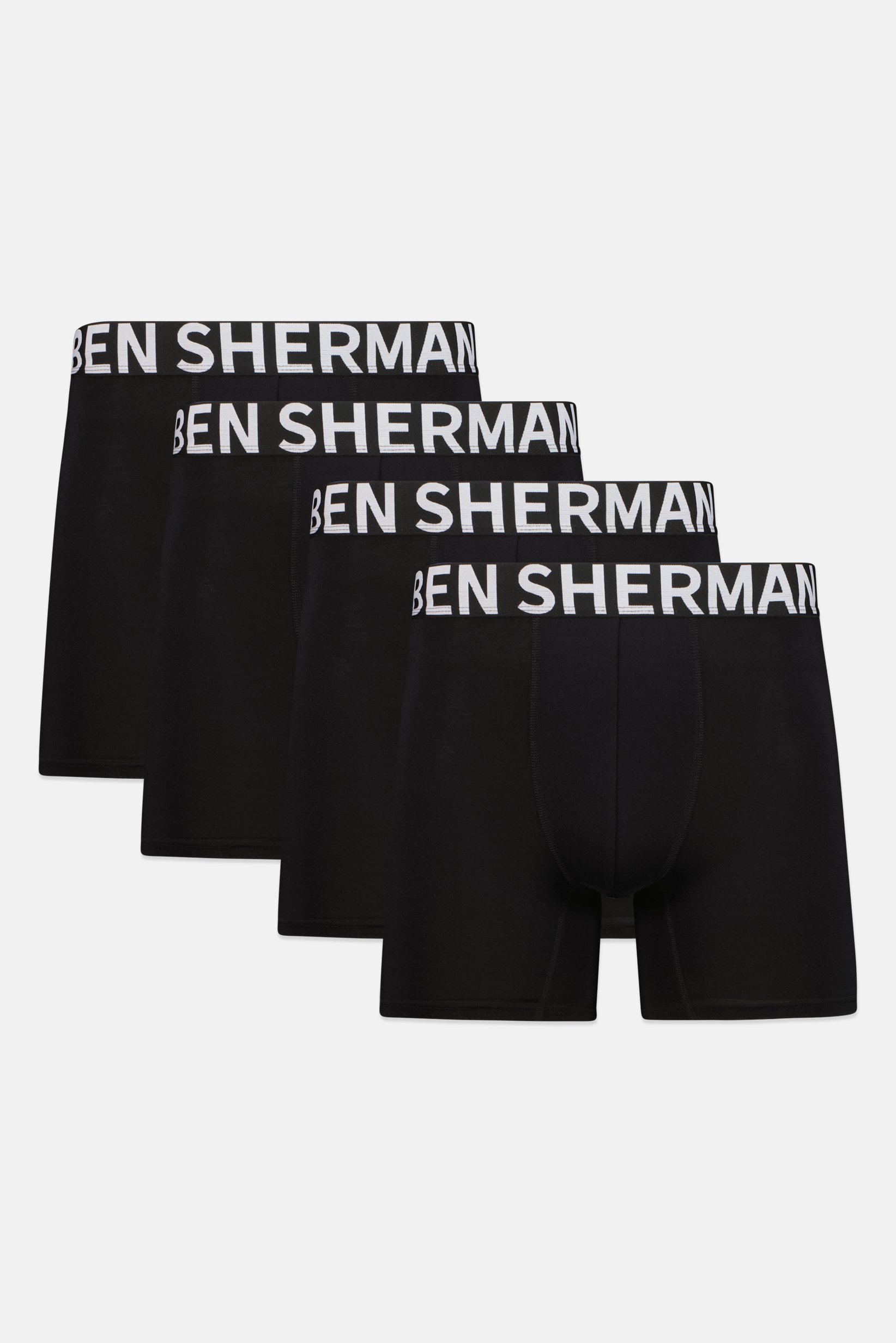 Men 4 Pcs Brand Logo Boxer Briefs, Black