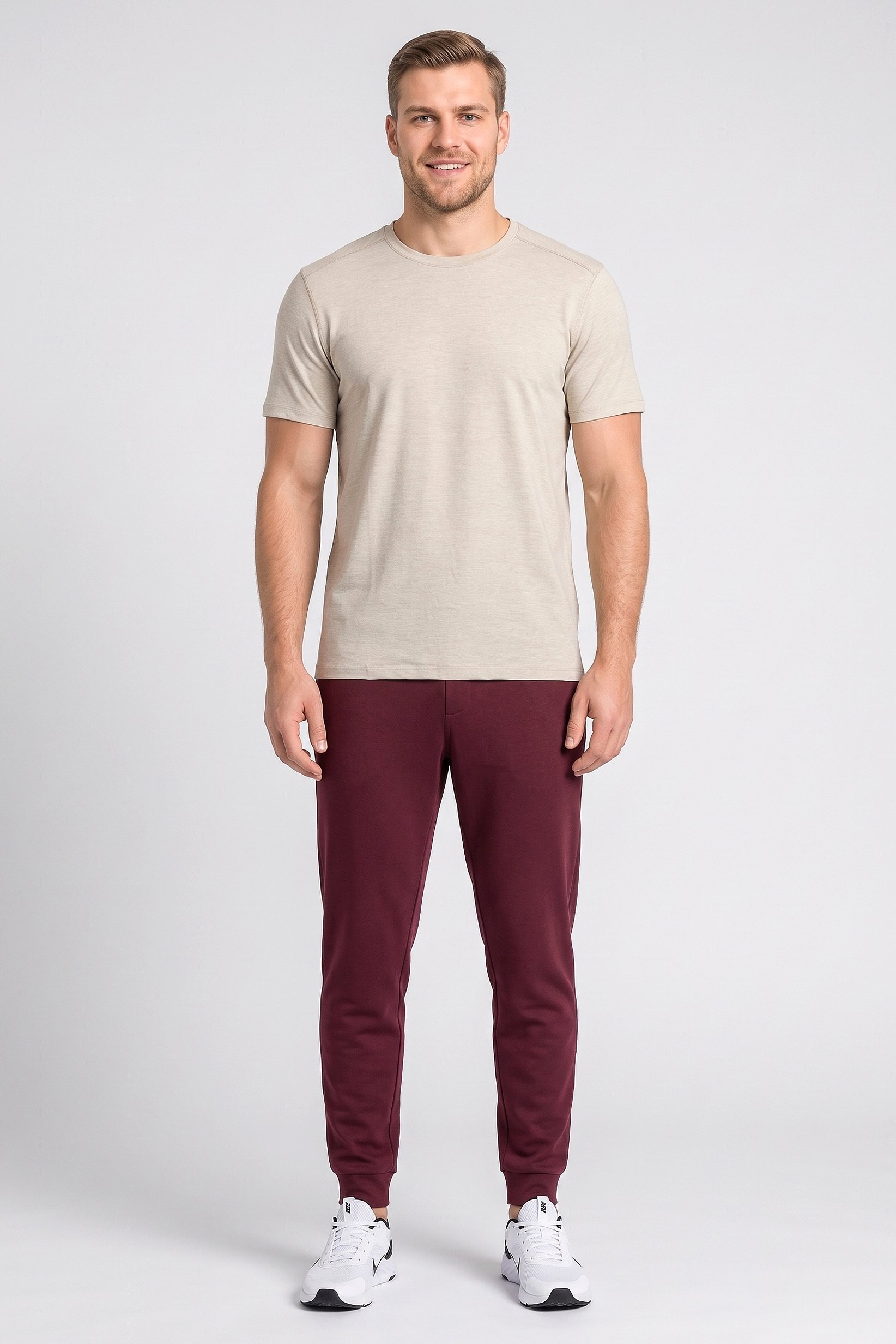 Men Sportswear Fit Short Sleeve Outdoor T-Shirt, Taupe