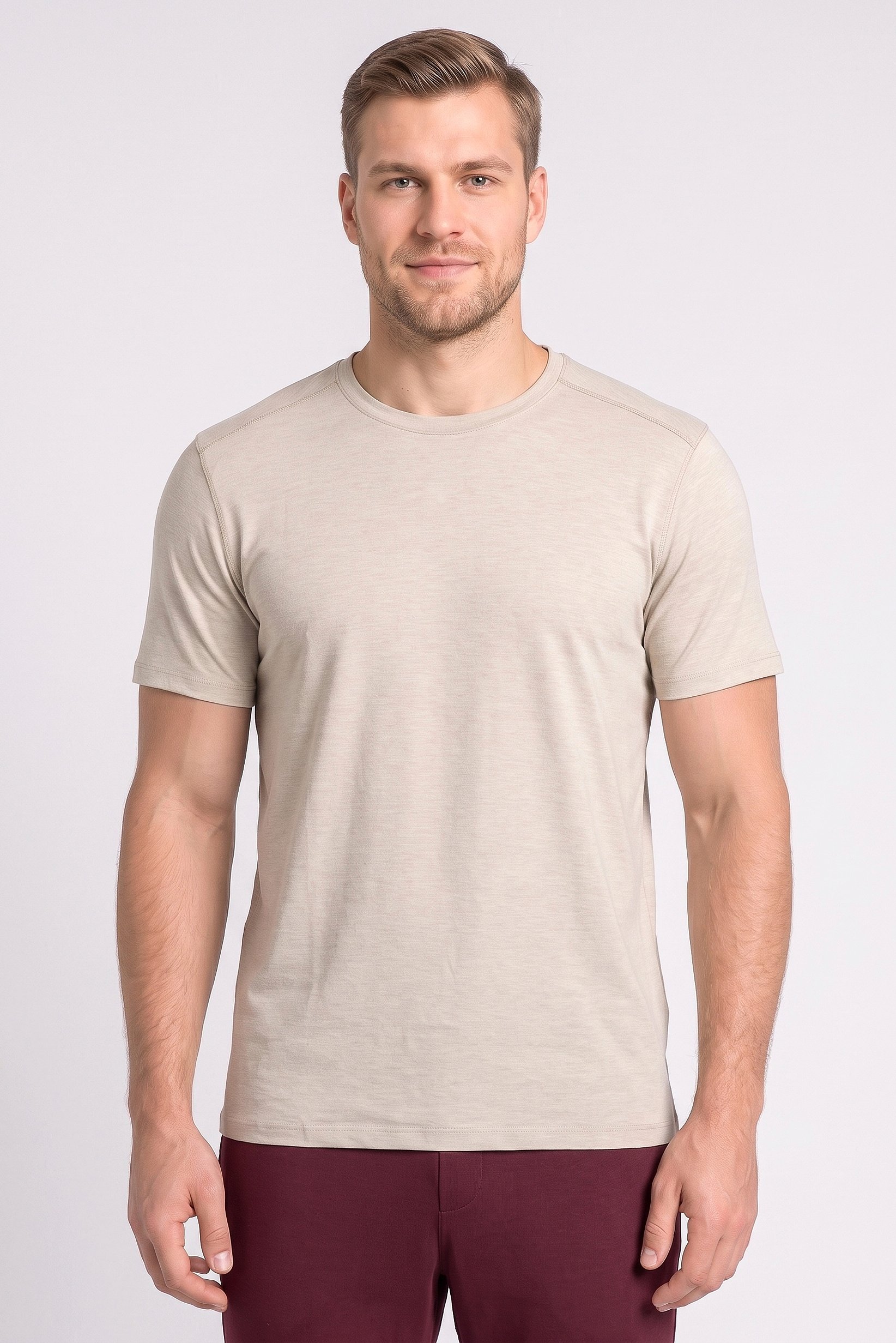 Men Sportswear Fit Short Sleeve Outdoor T-Shirt, Taupe