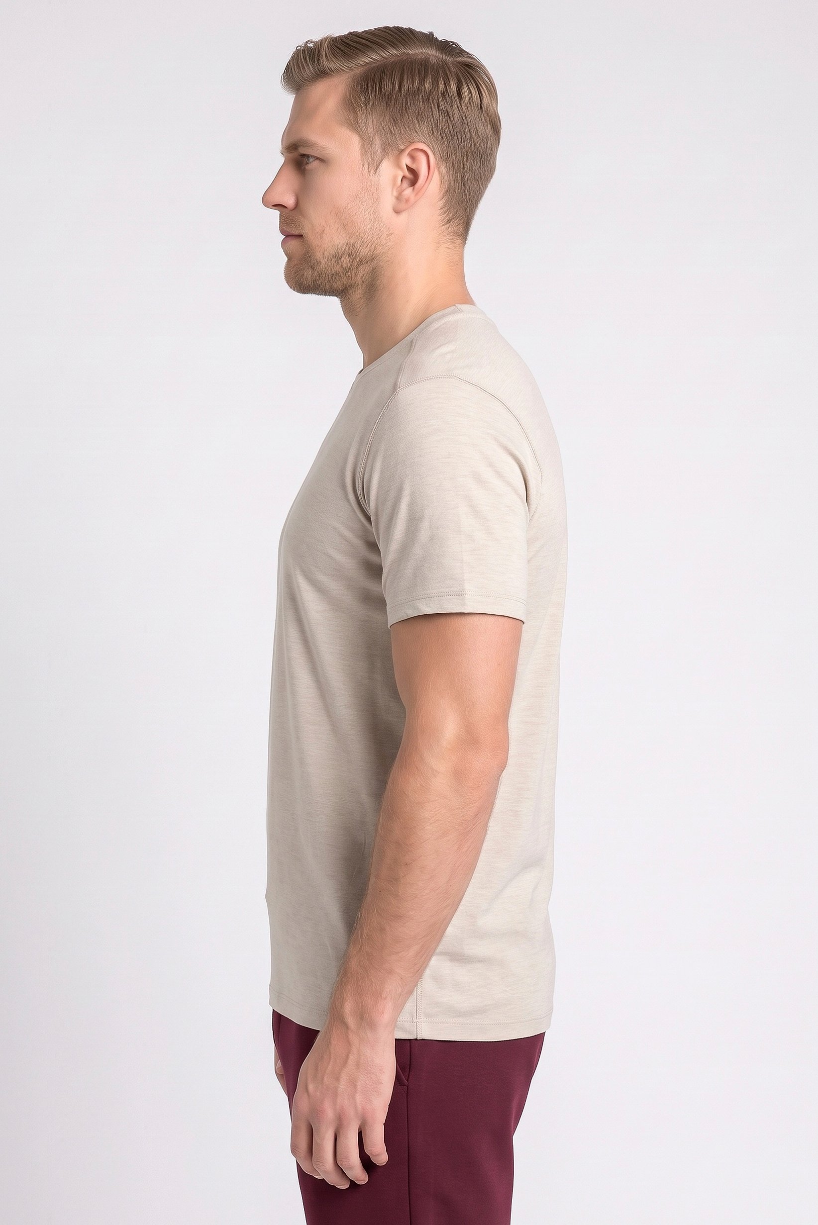 Men Sportswear Fit Short Sleeve Outdoor T-Shirt, Taupe