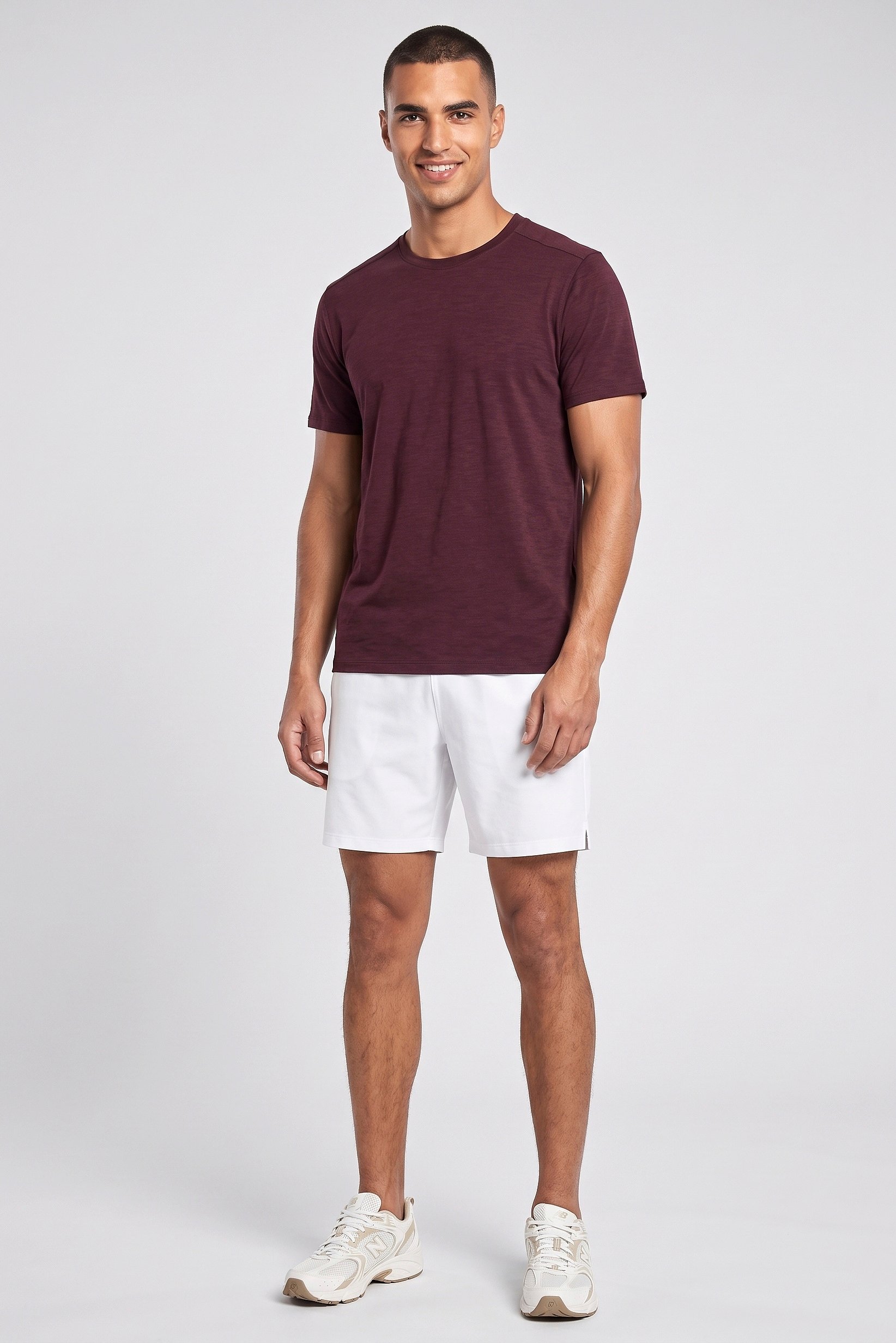 Men Sportswear Fit Short Sleeve Training T-Shirt, Burgundy