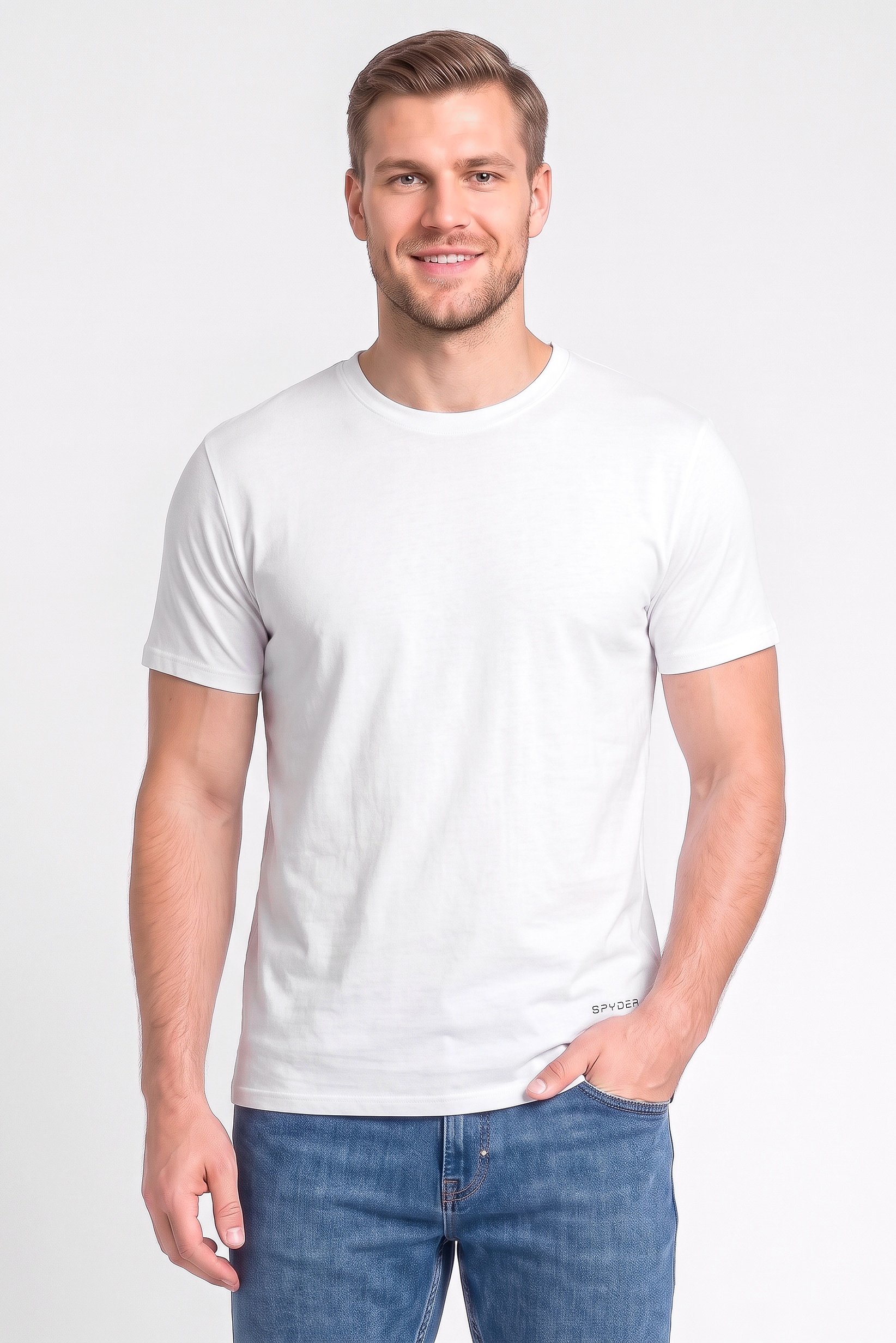 Men 3 Pcs Crew Neck Short Sleeve Solid T-Shirt, Multicolor