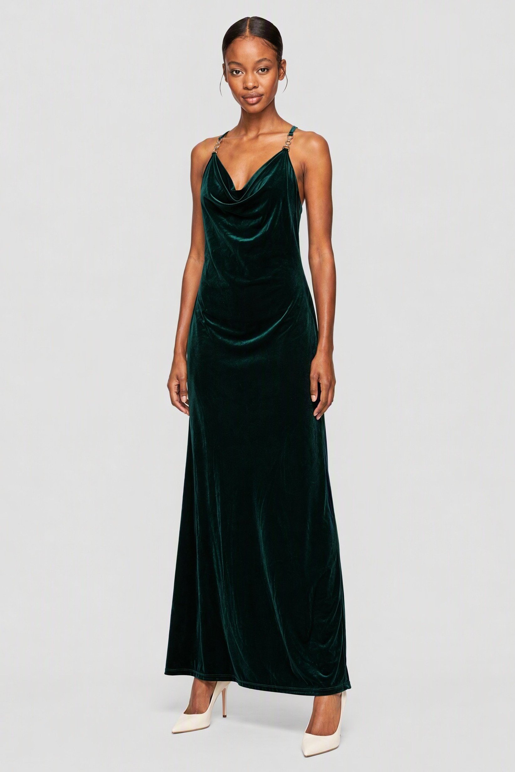 Women Plain Maxi Dress, Green