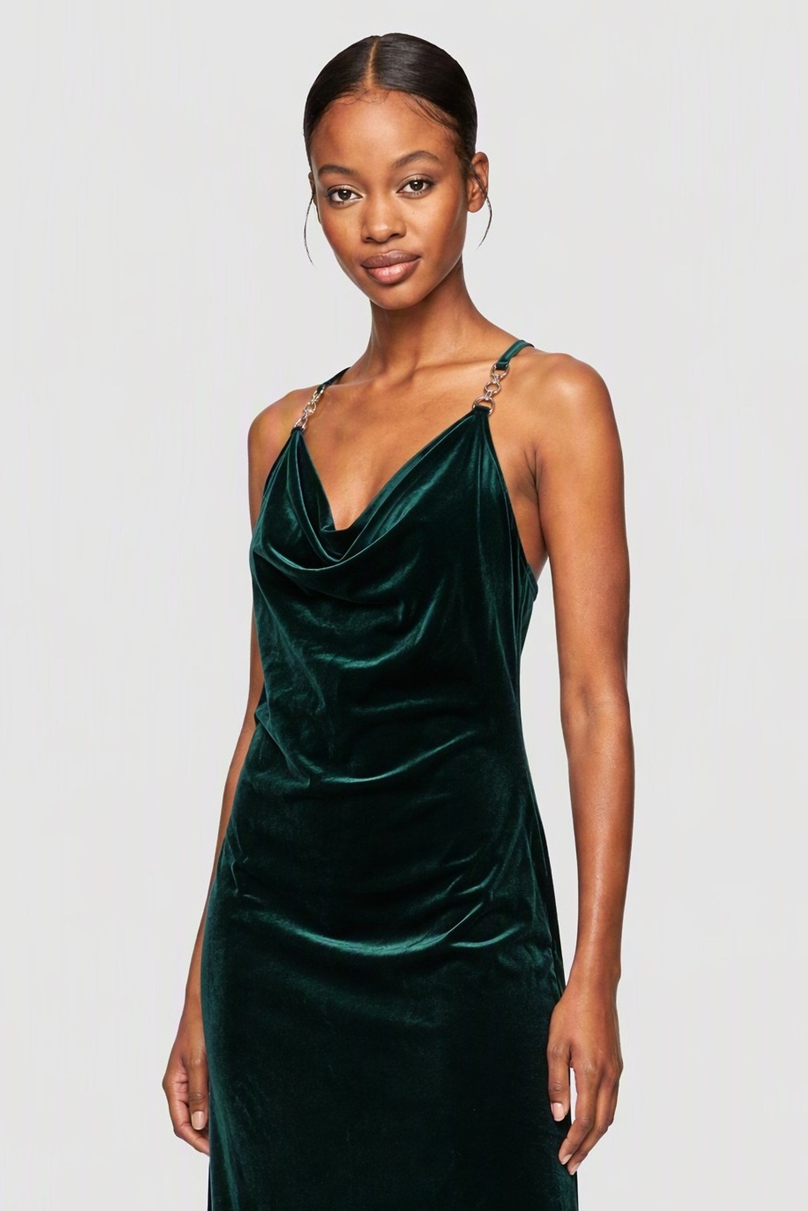 Women Plain Maxi Dress, Green