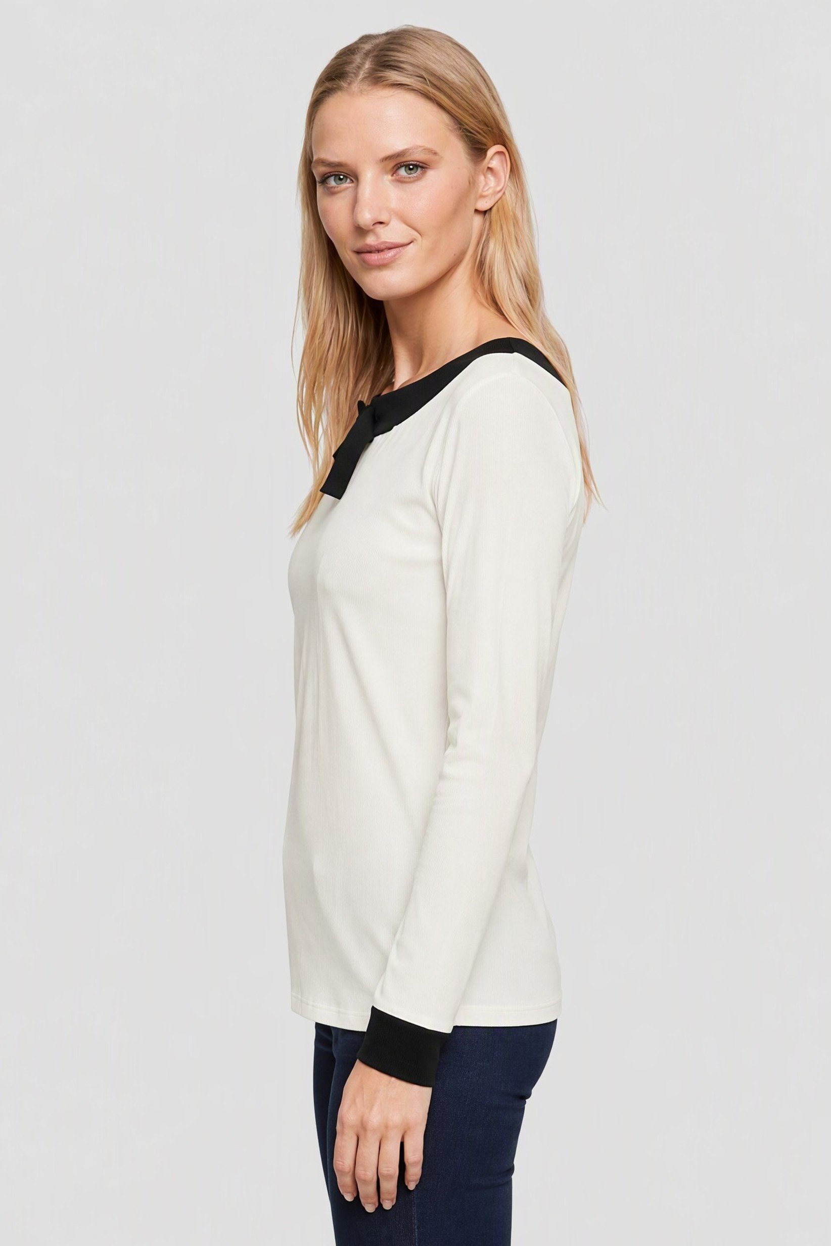 Women Boat Neck Textured Long Sleeve Top, White