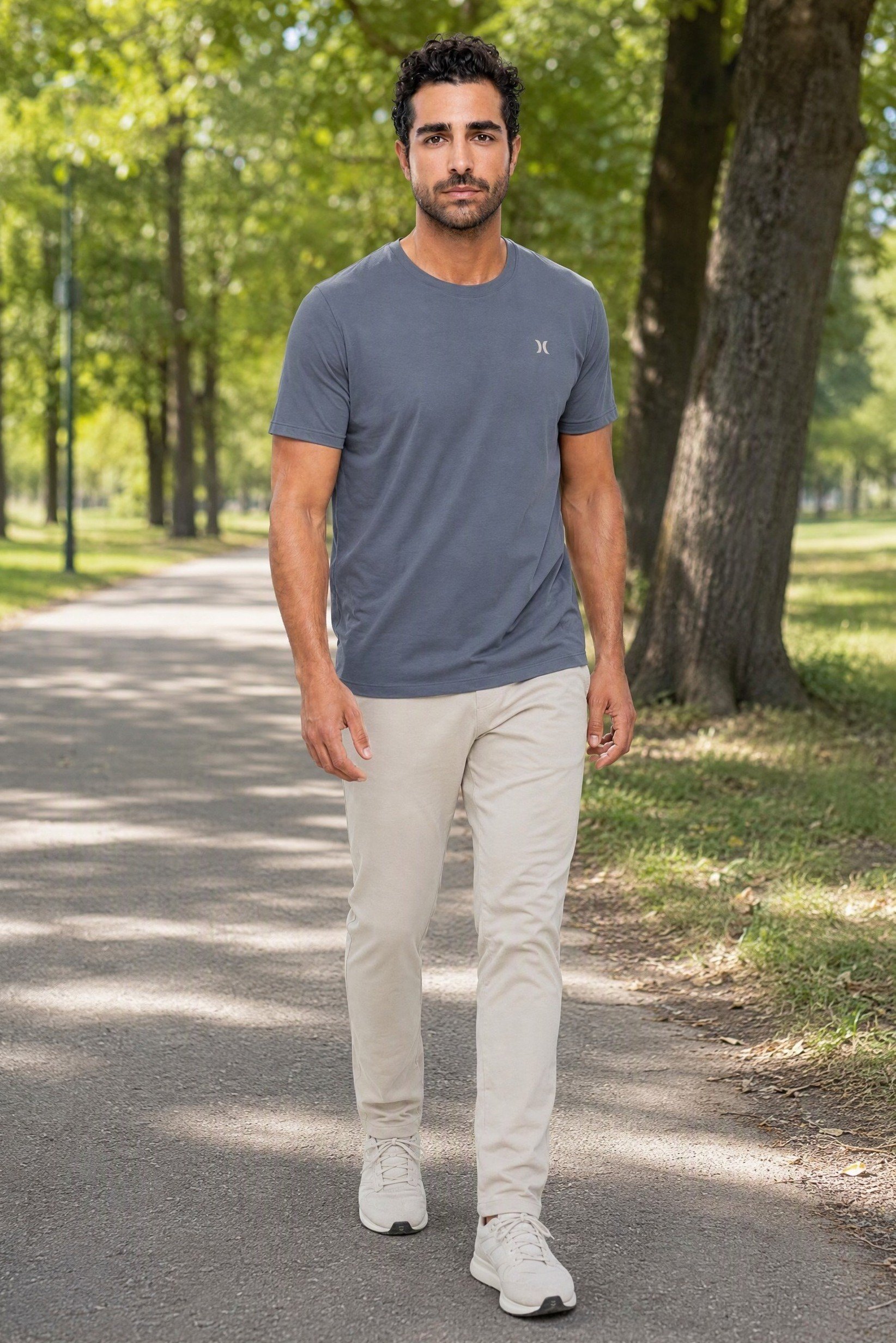 Men Sportswear Fit Short Sleeve Outdoor T-Shirt, Slate Blue
