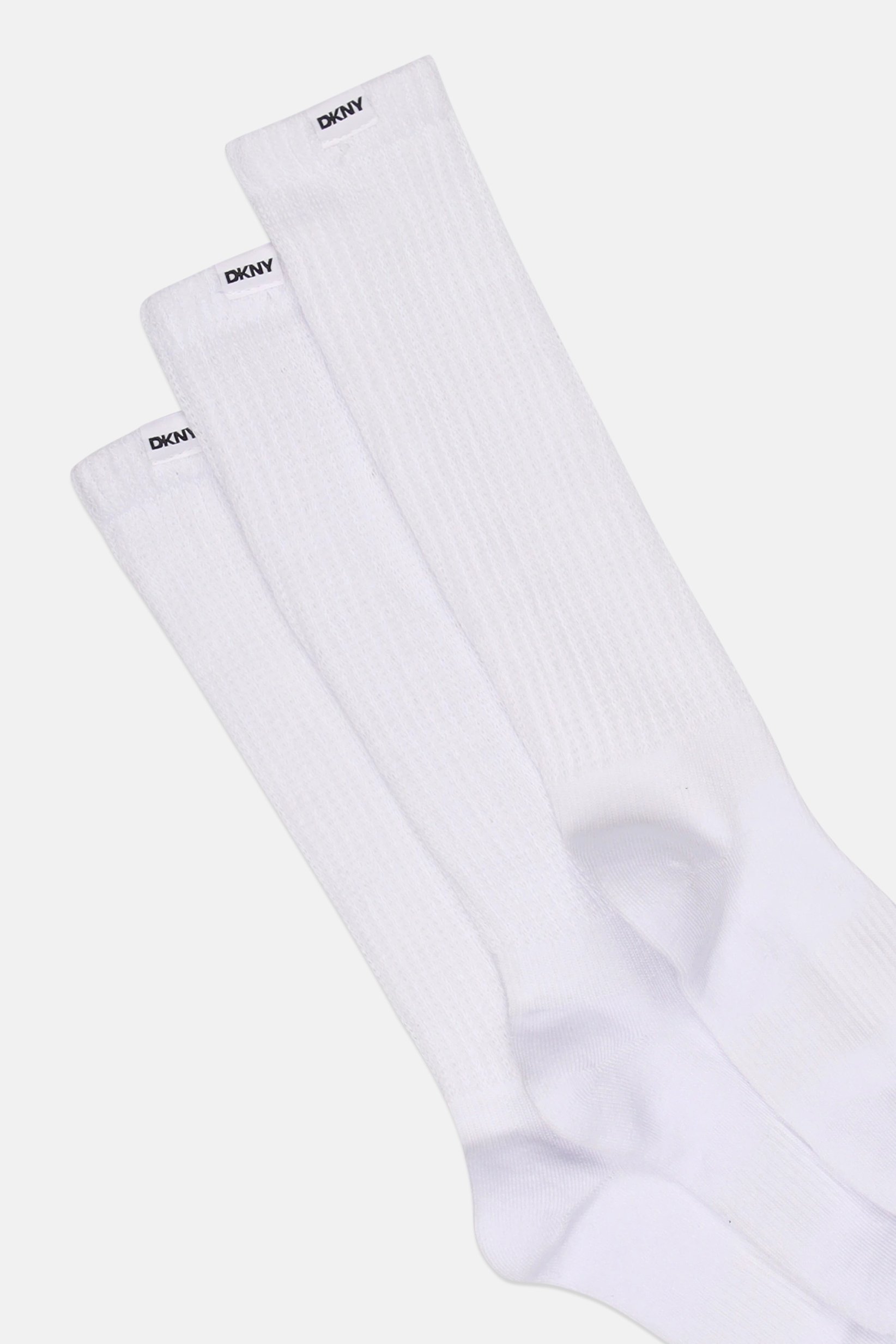 DKNY Sport Women 3 Pairs Brand Logo Slouch Crew Socks, White