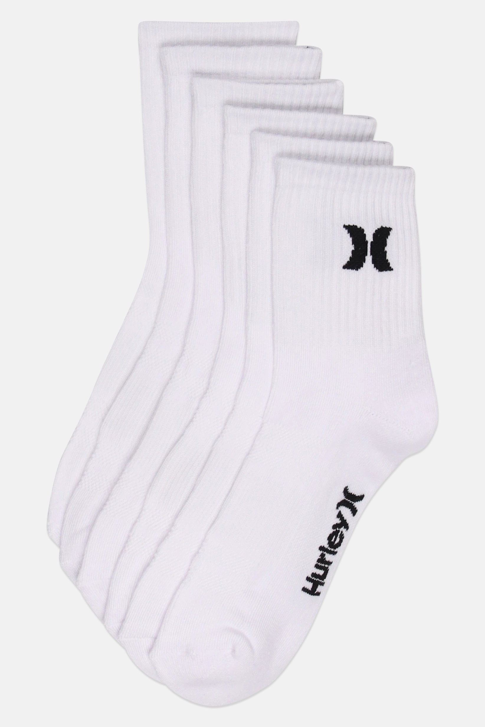Men 6 Pairs Brand Logo High Socks, White
