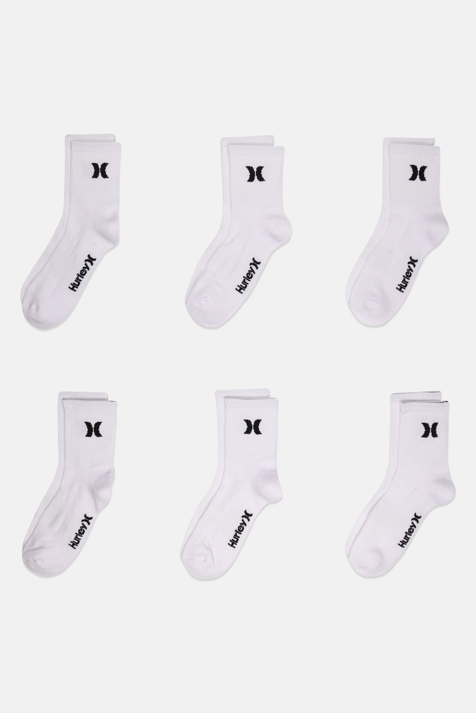 Men 6 Pairs Brand Logo High Socks, White