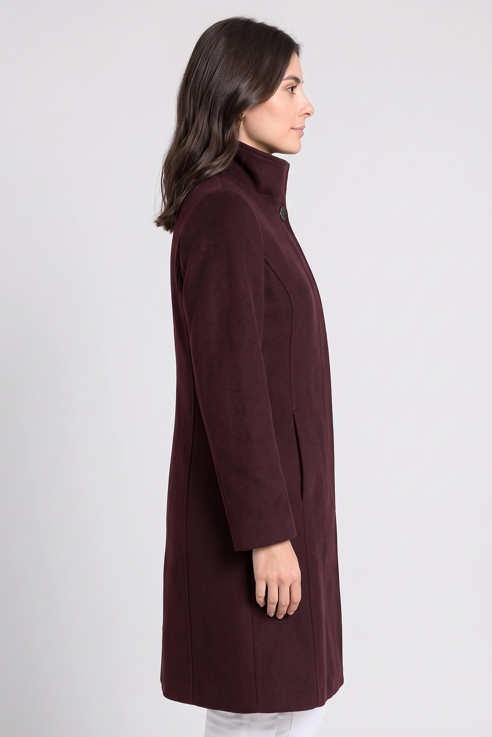 Women Textured Trench Coat, Maroon