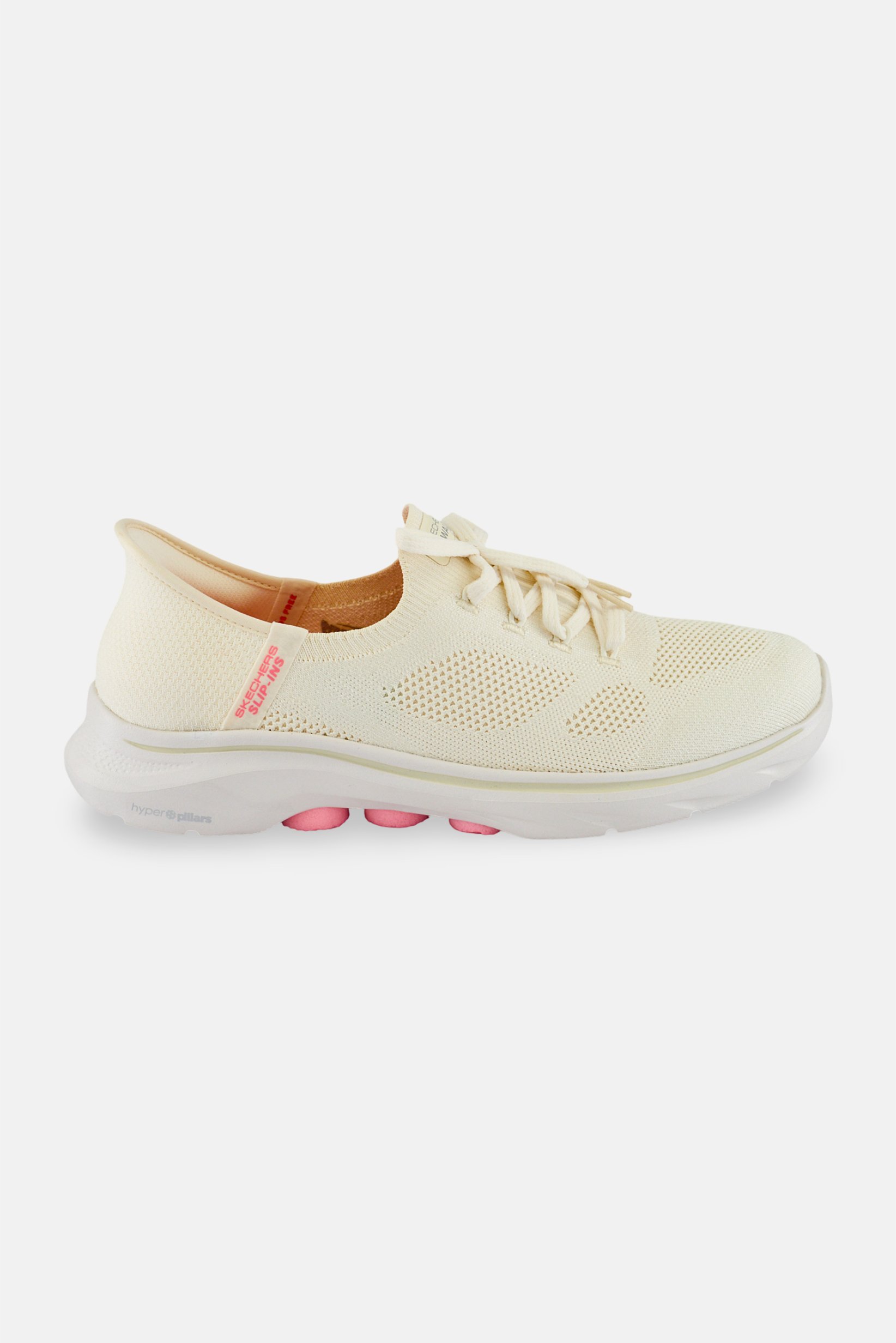Women Go Walk Lace Up Walking Shoes, Cream