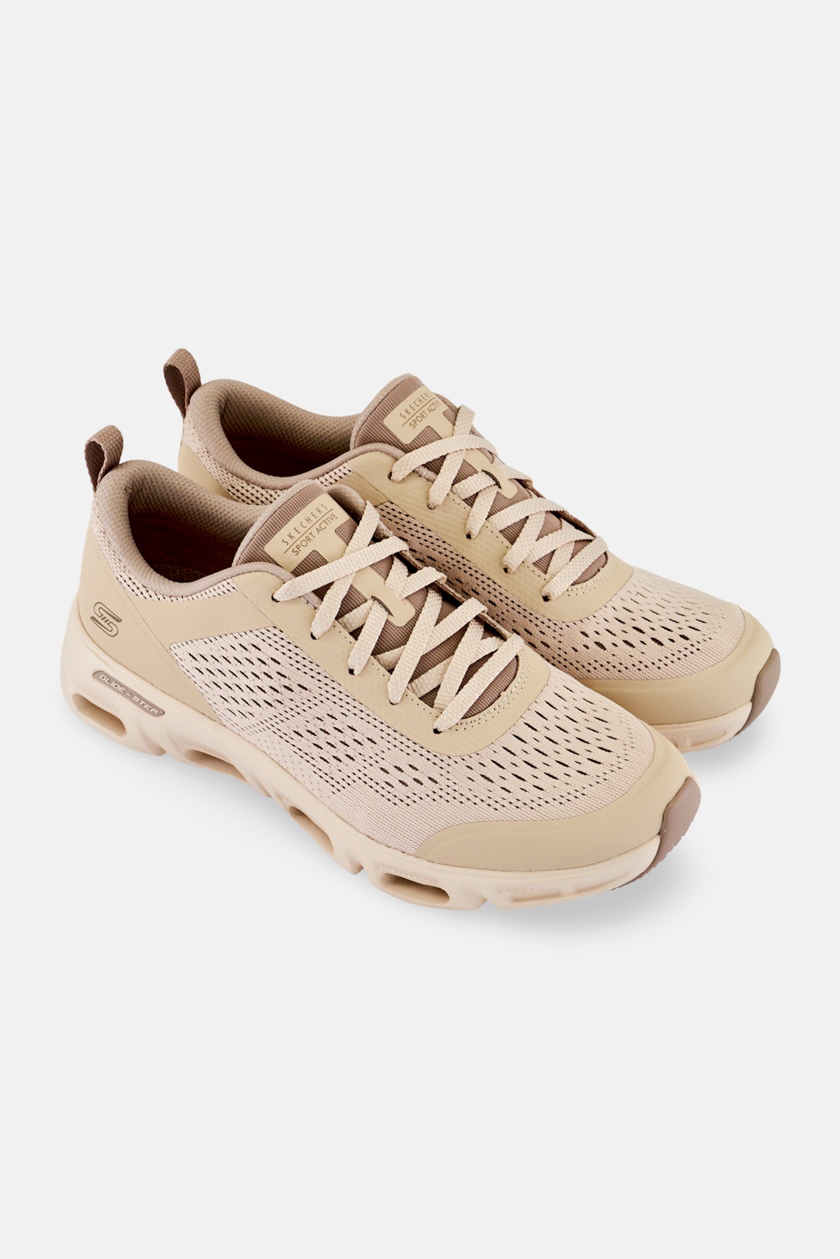 Women Glid Step Gratify Lace Up Running Shoes, Beige
