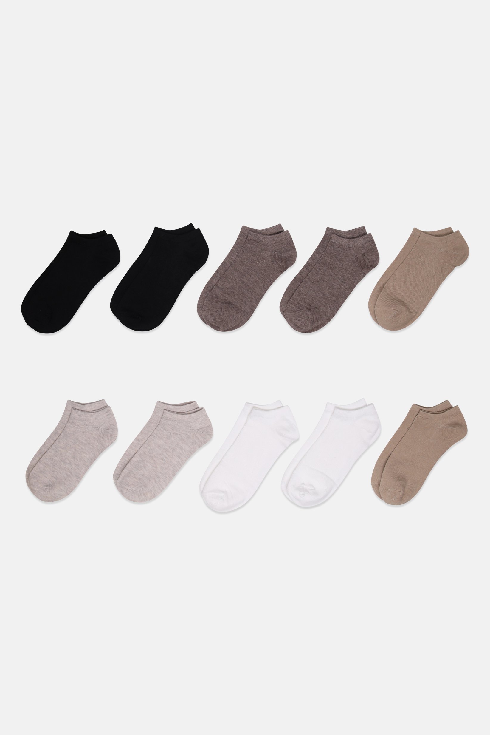 Women 10 Pairs Plain Ankle Socks, Multicolor