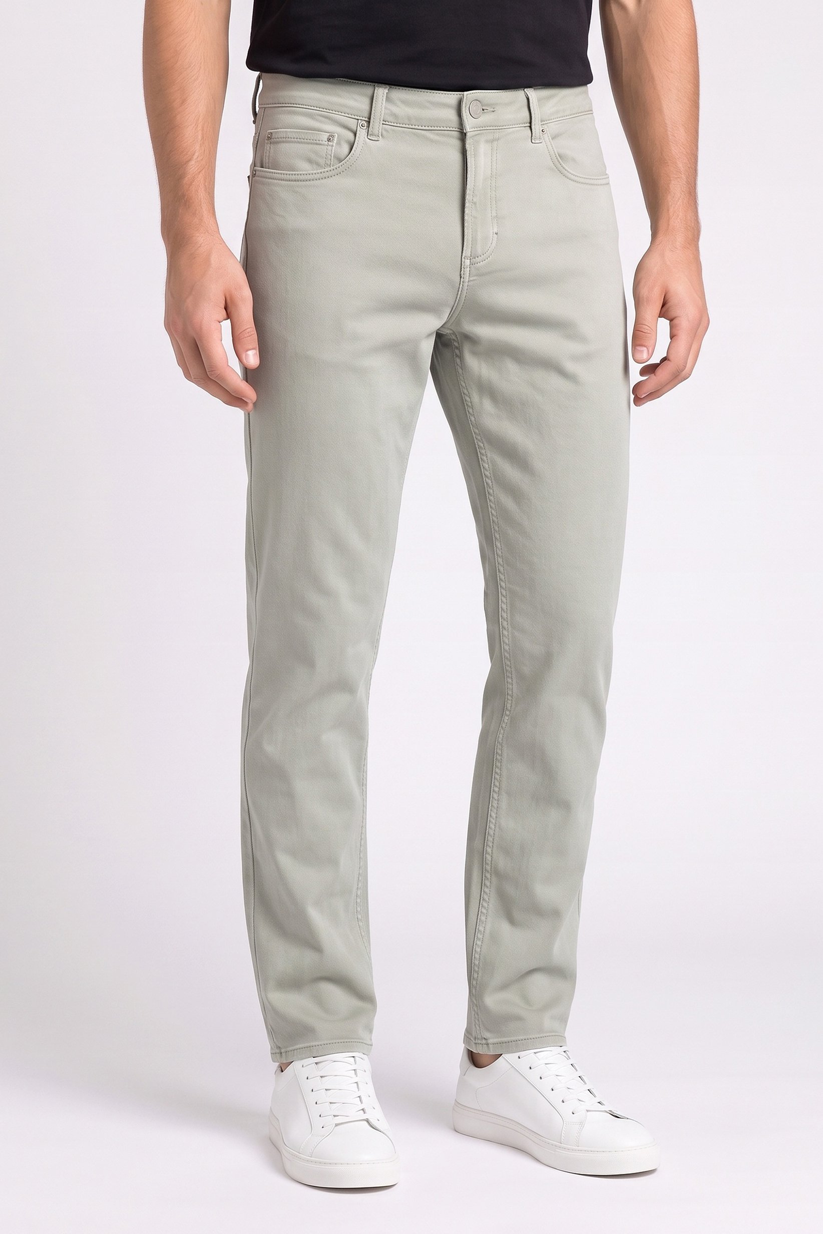 Men Regular Fit Washed Stretchable Denim Jeans, Washed Olive