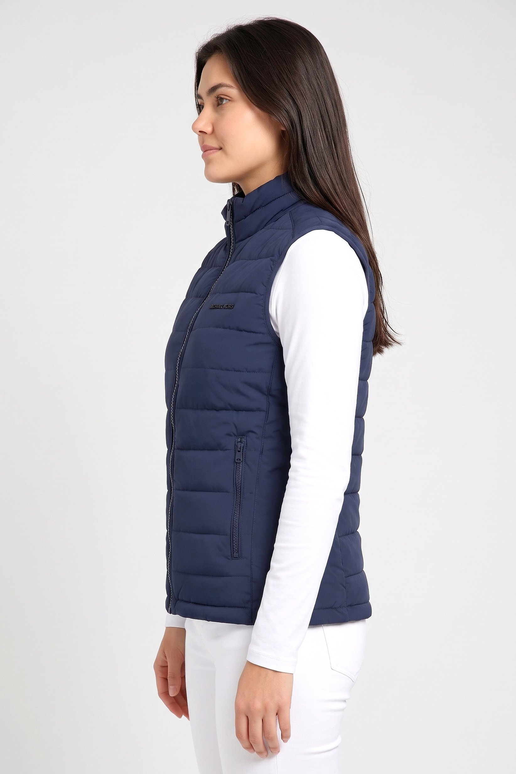 Women Quilted Puffer Vest Jacket, Navy