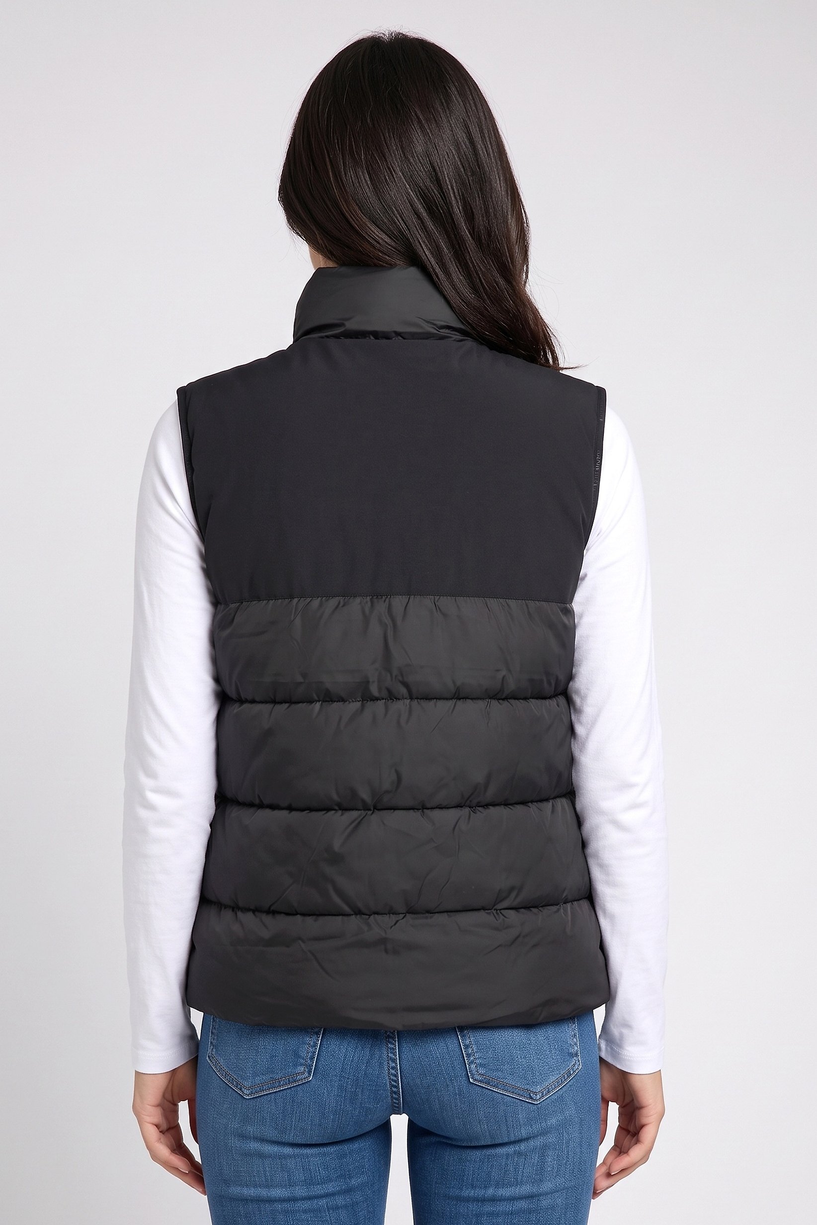 Women Quilted Puffer Vest Jacket, Black
