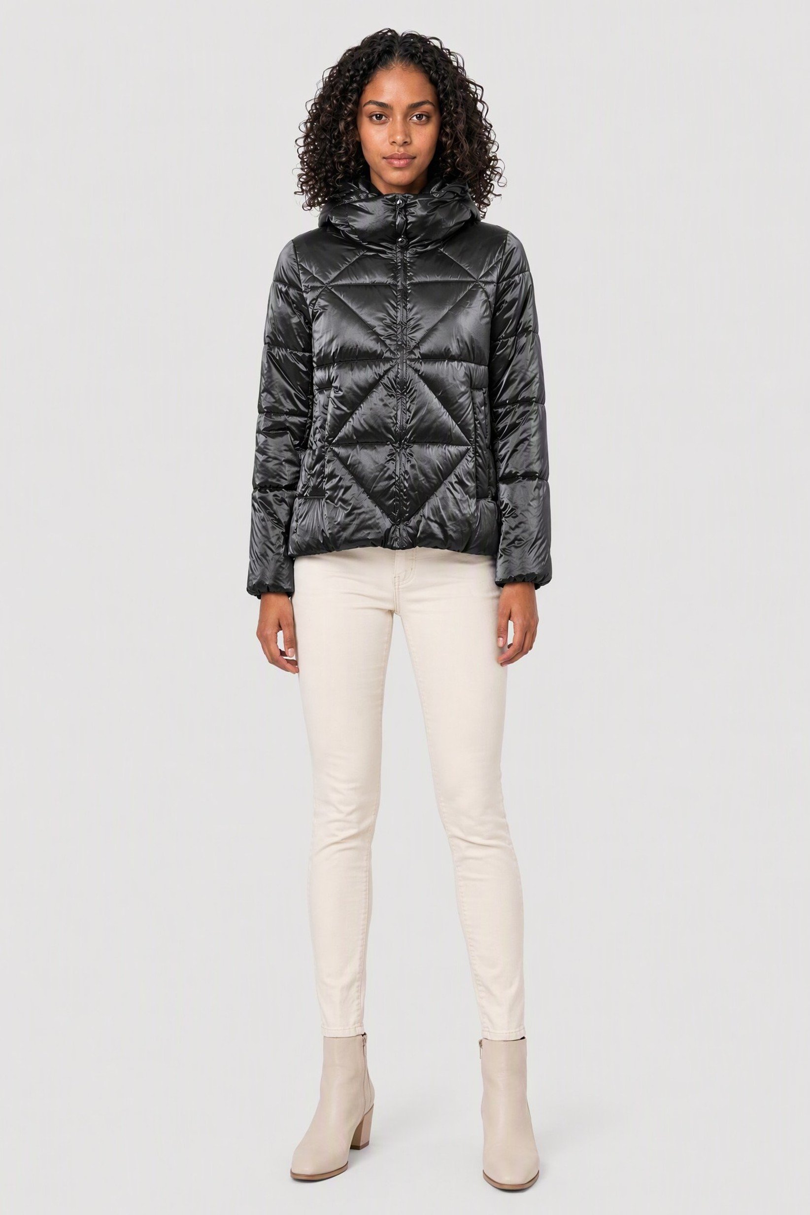 Women Quilted Puffer Jacket, Grey