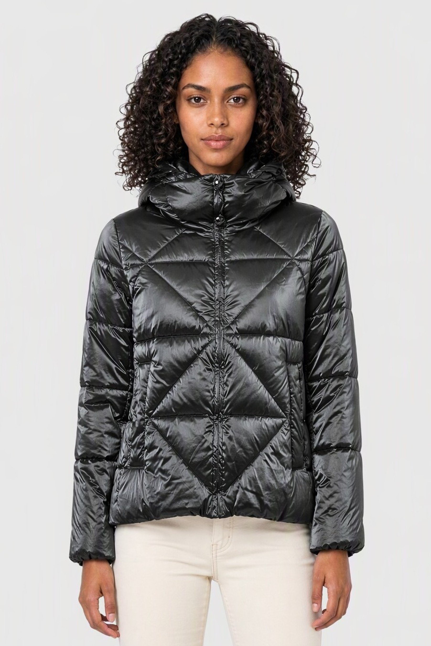 Women Quilted Puffer Jacket, Grey