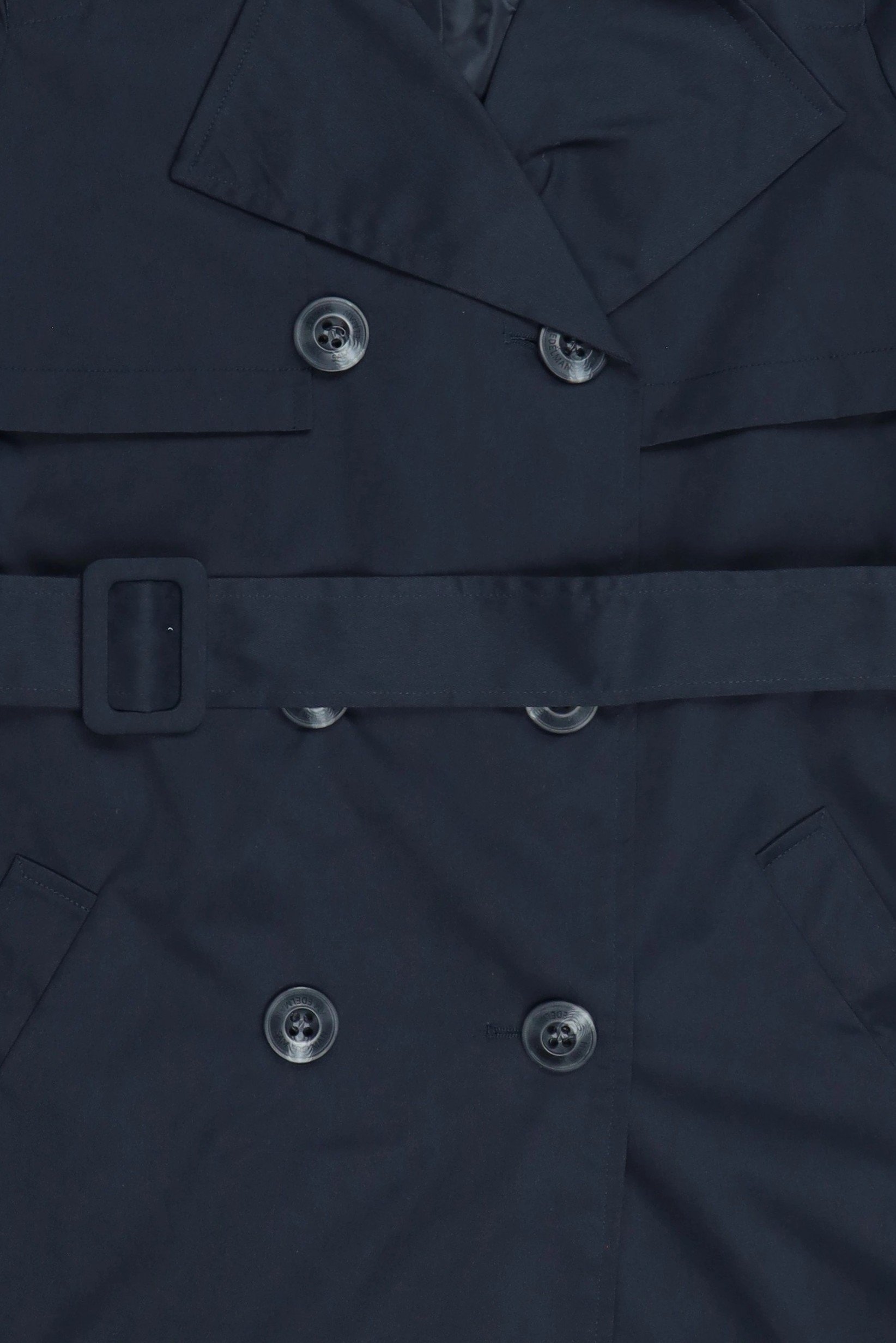 Women Plain Bleted Trench Coat, Dark Navy
