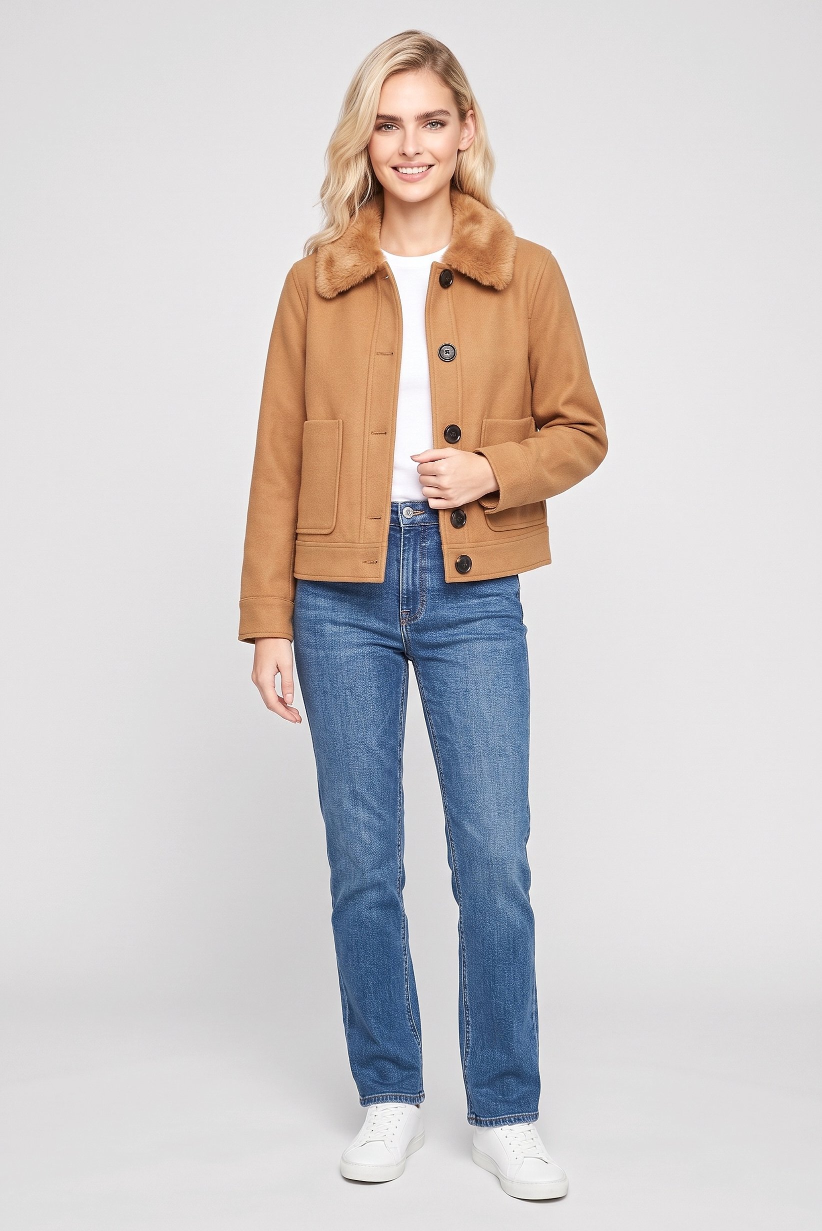 Women Long Sleeve Textured Jacket Shirt, Brown