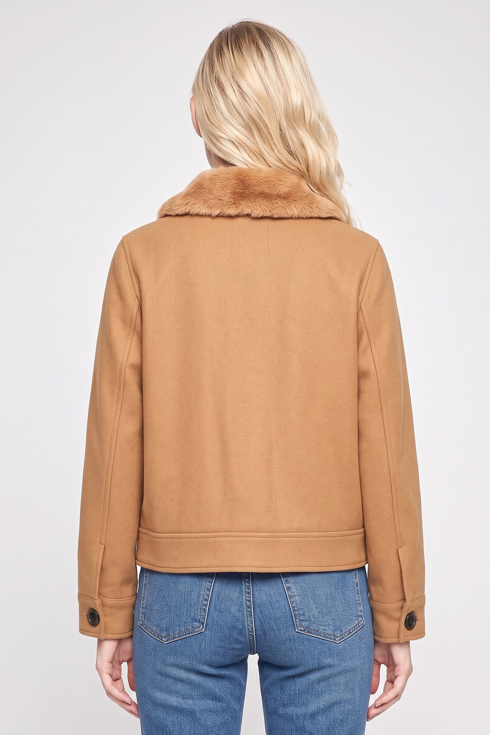 Women Long Sleeve Textured Jacket Shirt, Brown