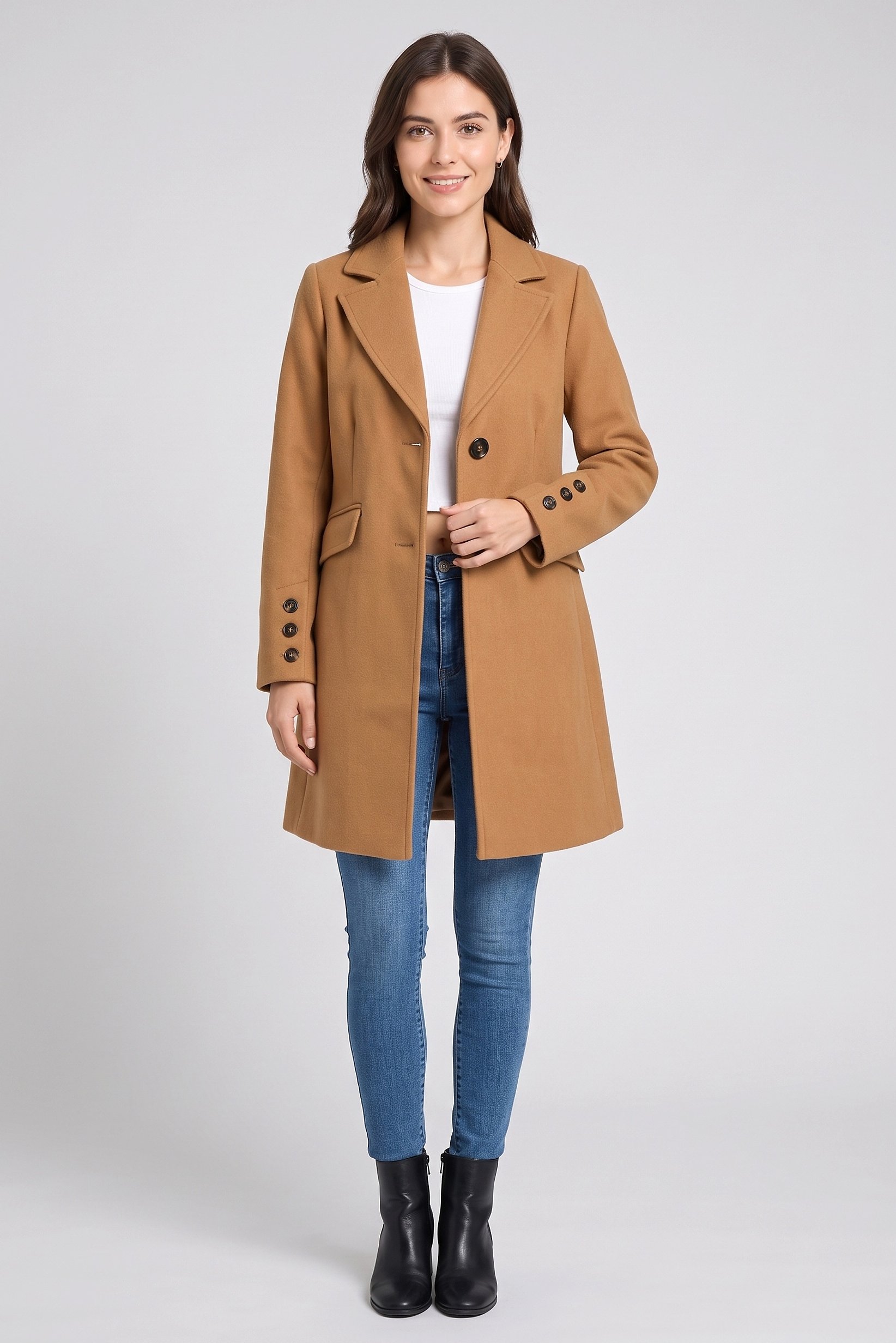 Women Textured Trench Coat, Tan