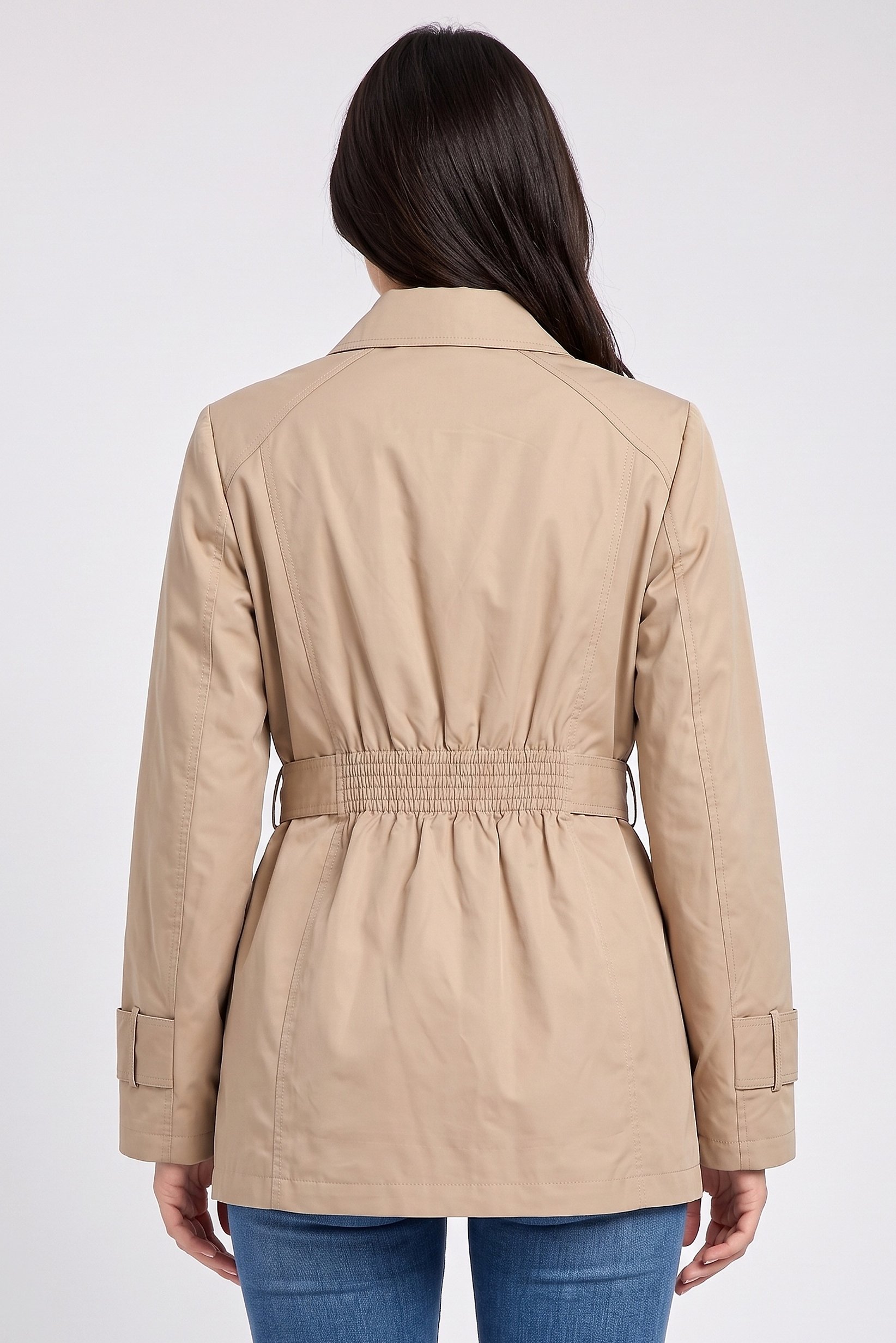 Women Solid Trench Coat, Beige