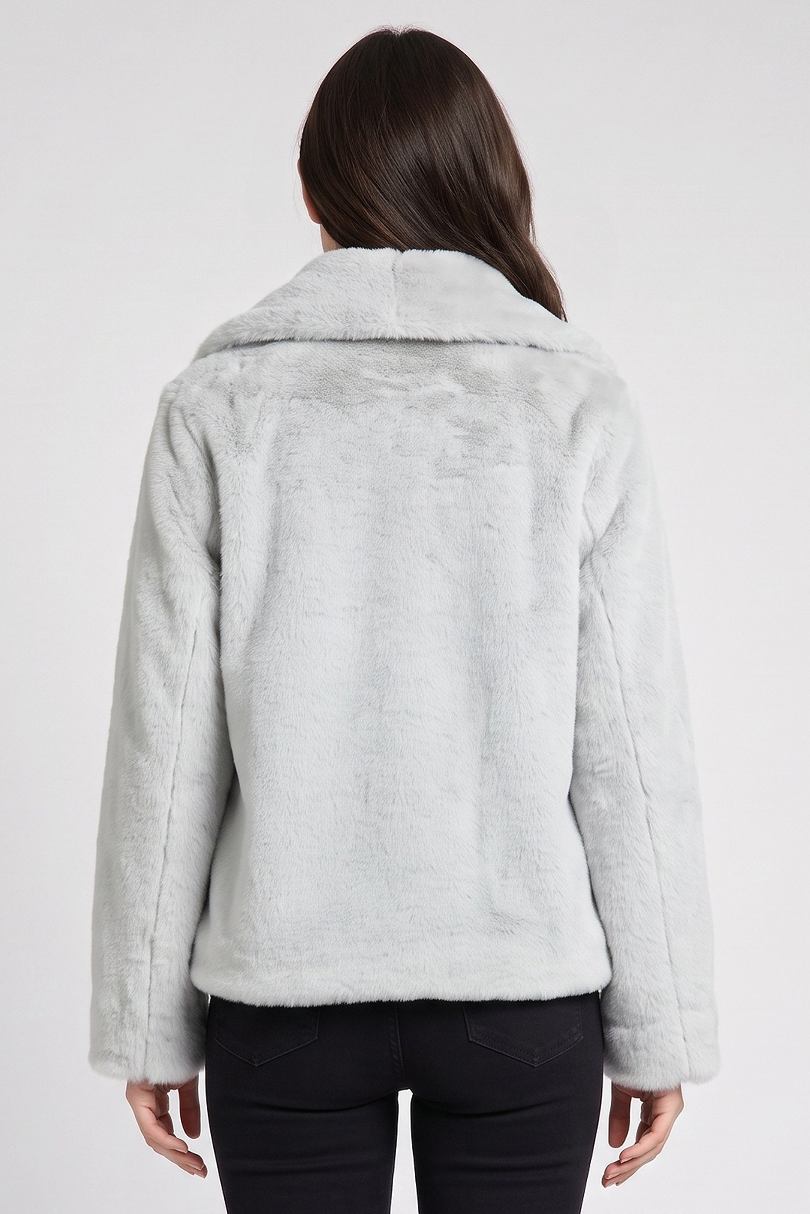 Women Faux Fur Sherpa Jacket, Grey