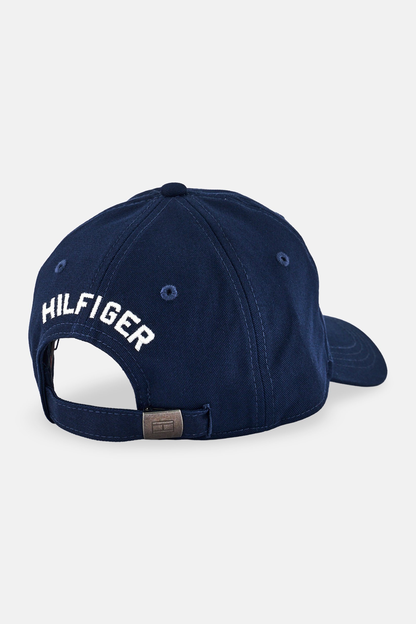 Men Embroidered Logo Adjustable Buckle Closure Cap, Navy