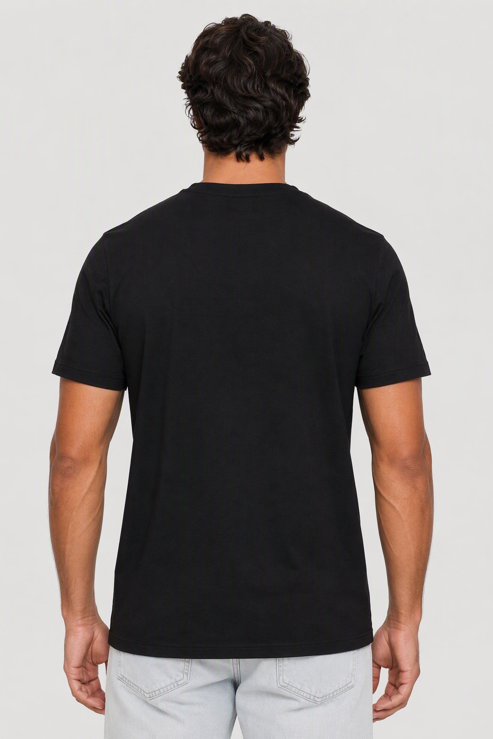 Men Crew Neck Short Sleeve Brand Logo T-Shirt, Black