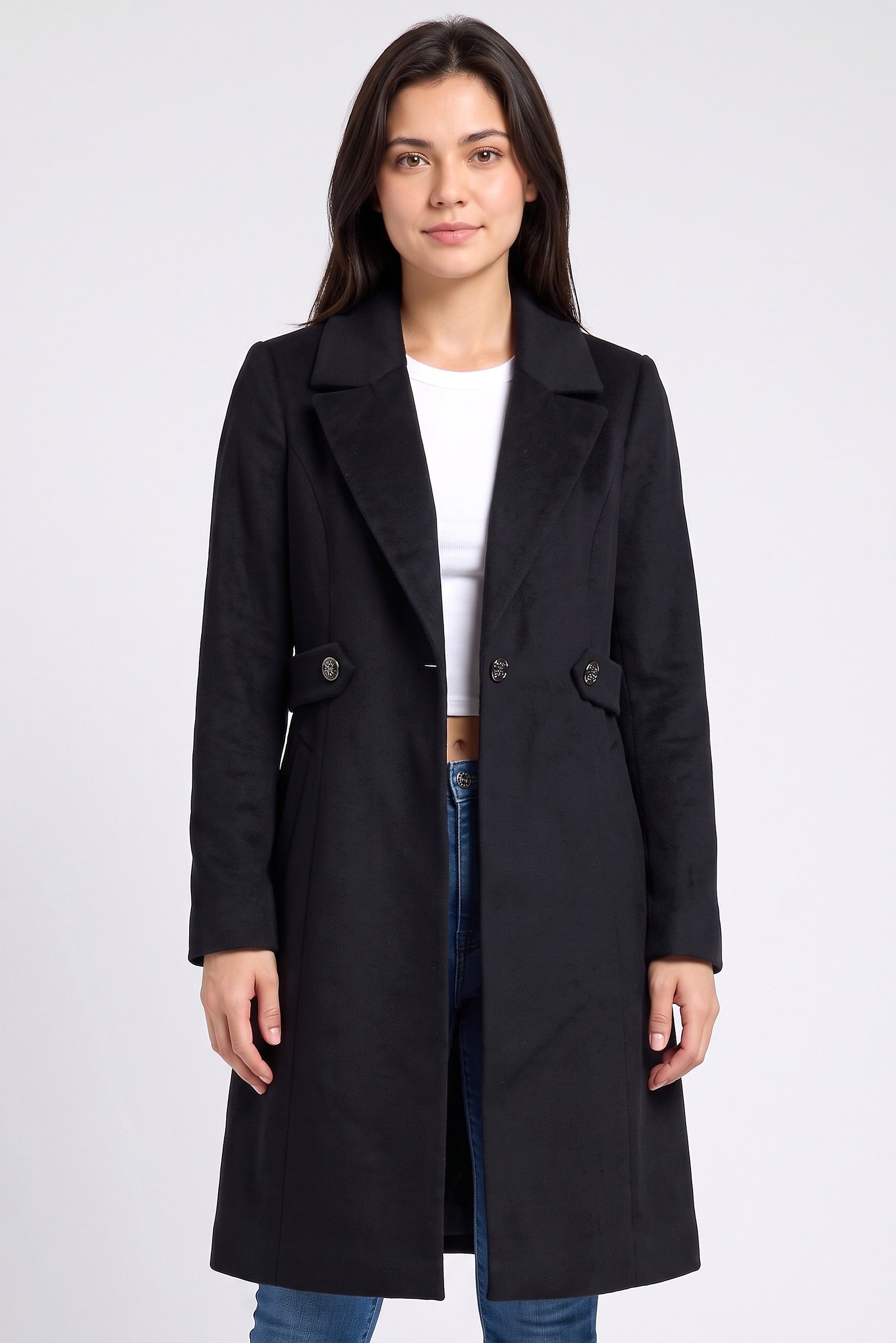 Women Textured Trench Coat, Deep Navy
