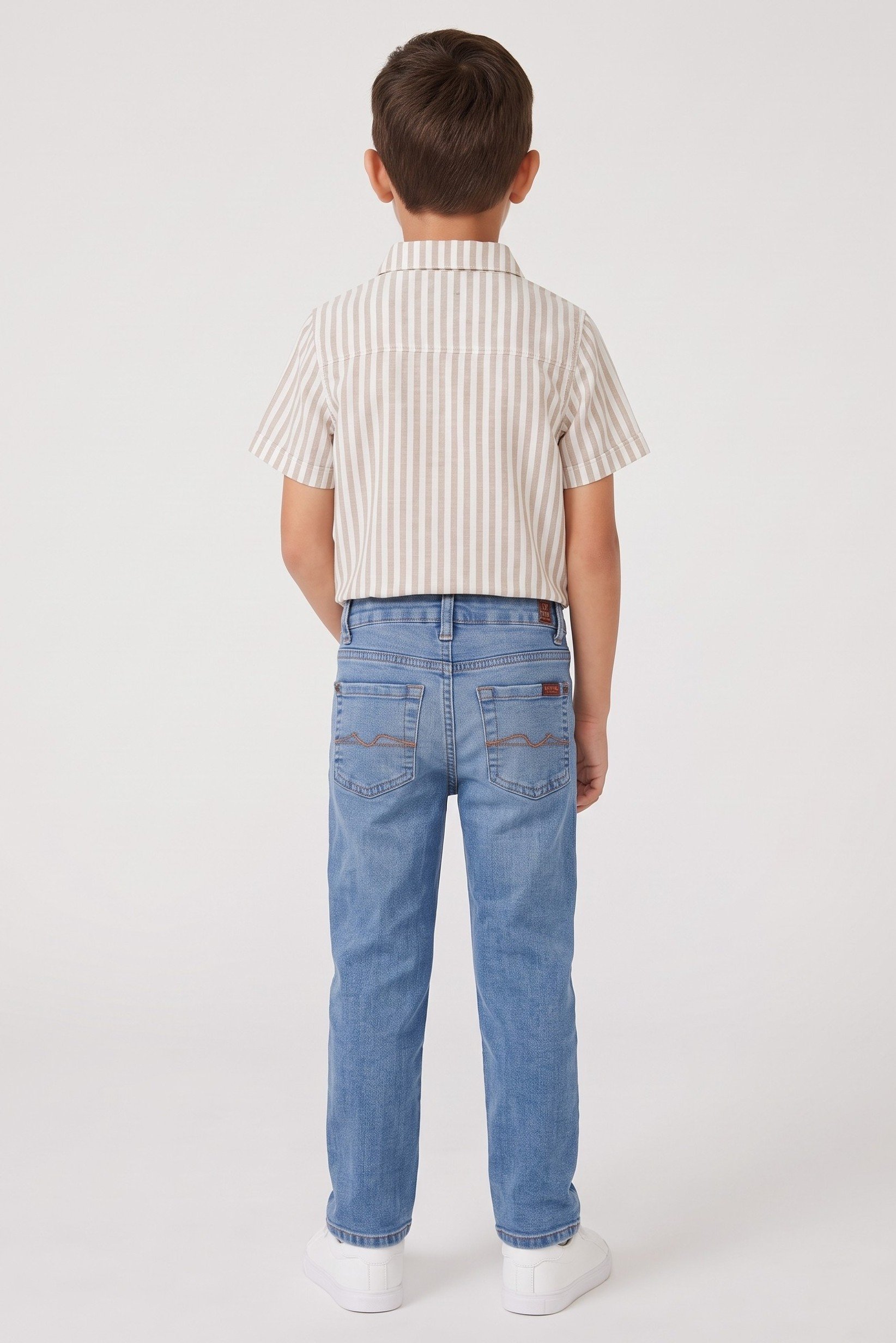 Kids Boy 2 Pieces Stripe Shirt And Jeans Set, Multiolor