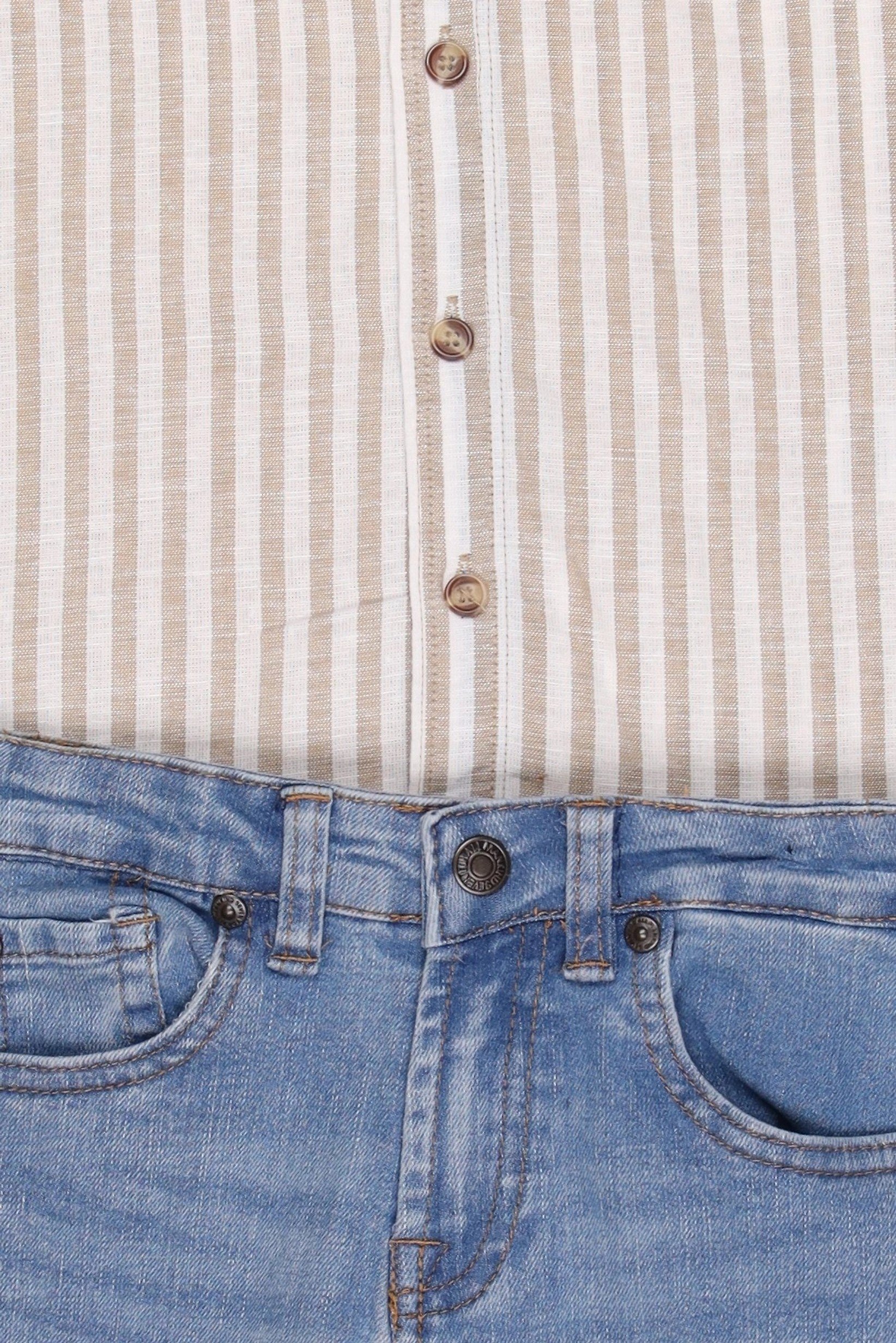 Kids Boy 2 Pieces Stripe Shirt And Jeans Set, Multiolor