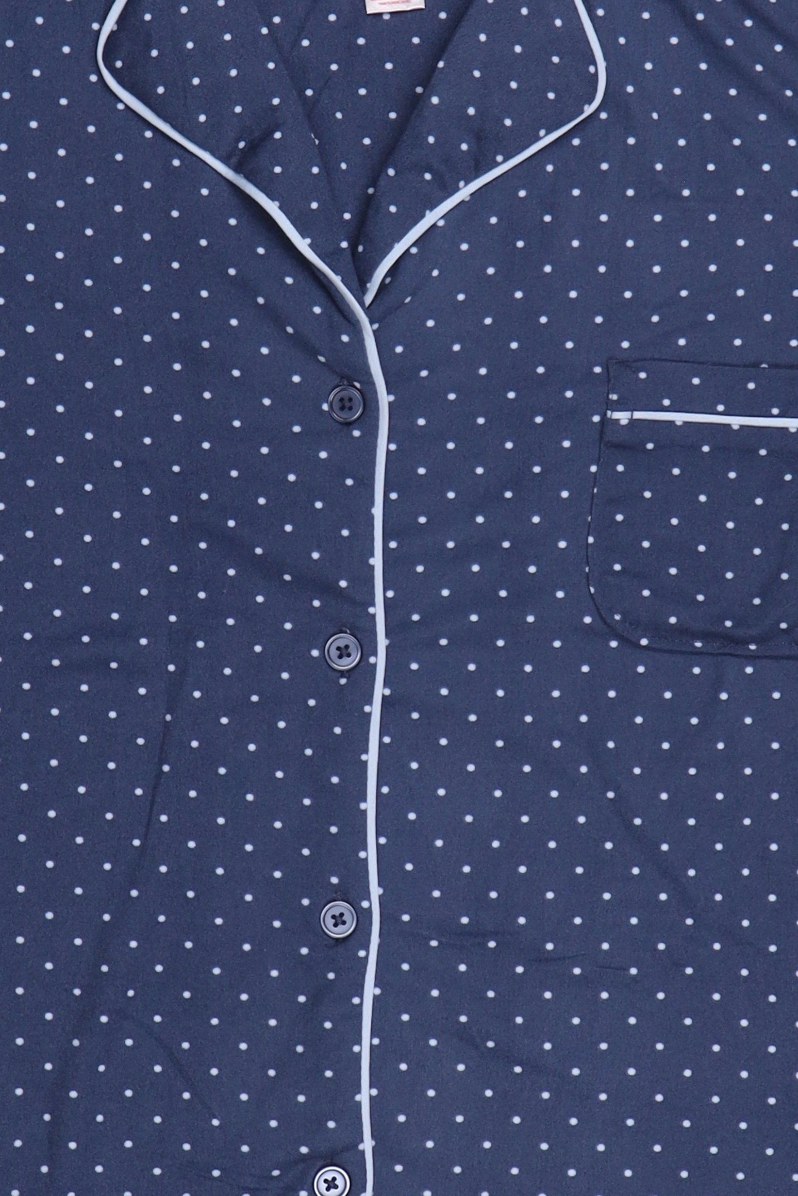 Women 2 Pcs Polka Dot Top And Bottom Pyjama Set, Blue