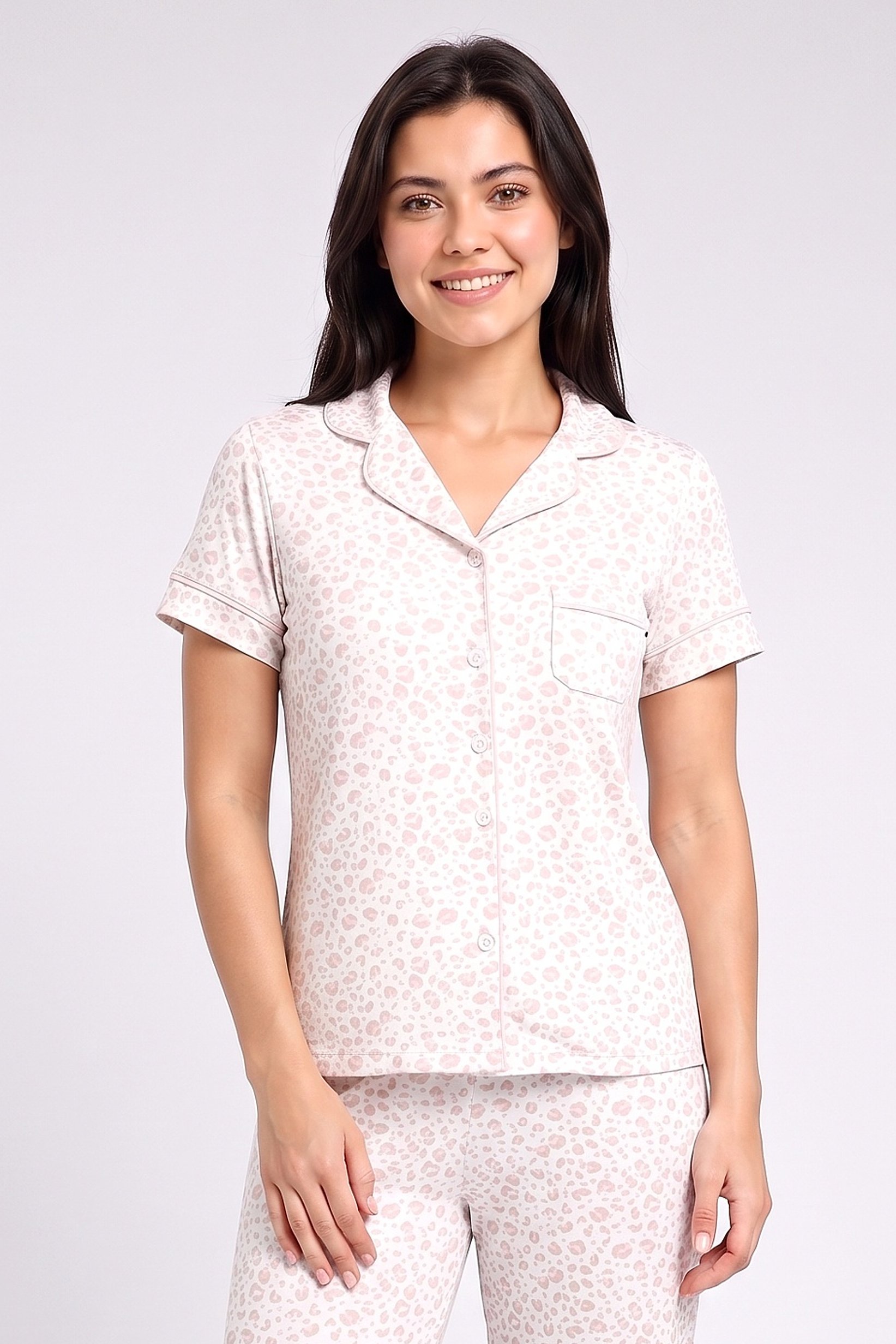 Women 3 Pcs Animal Print Top And Pants With Shorts Pyjama Set, Multicolor
