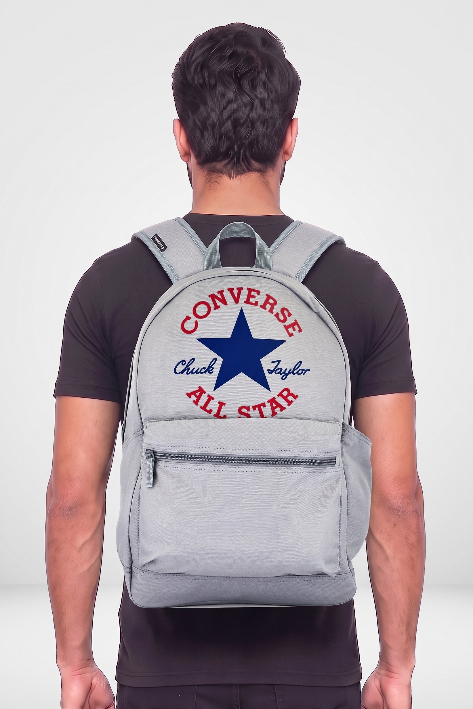 Men Brand Logo Backpack, Grey
