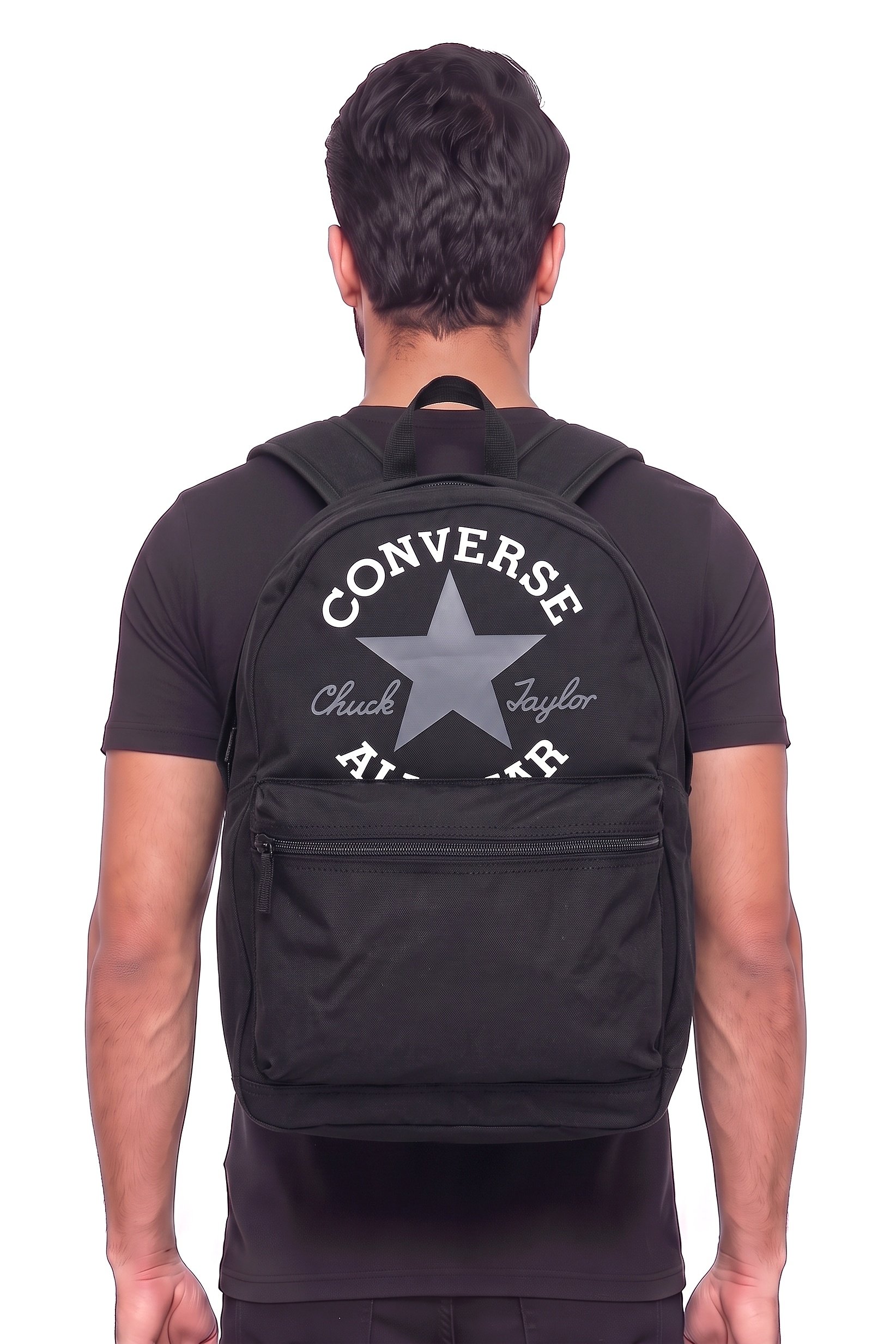 Men Brand Logo Backpack, Black