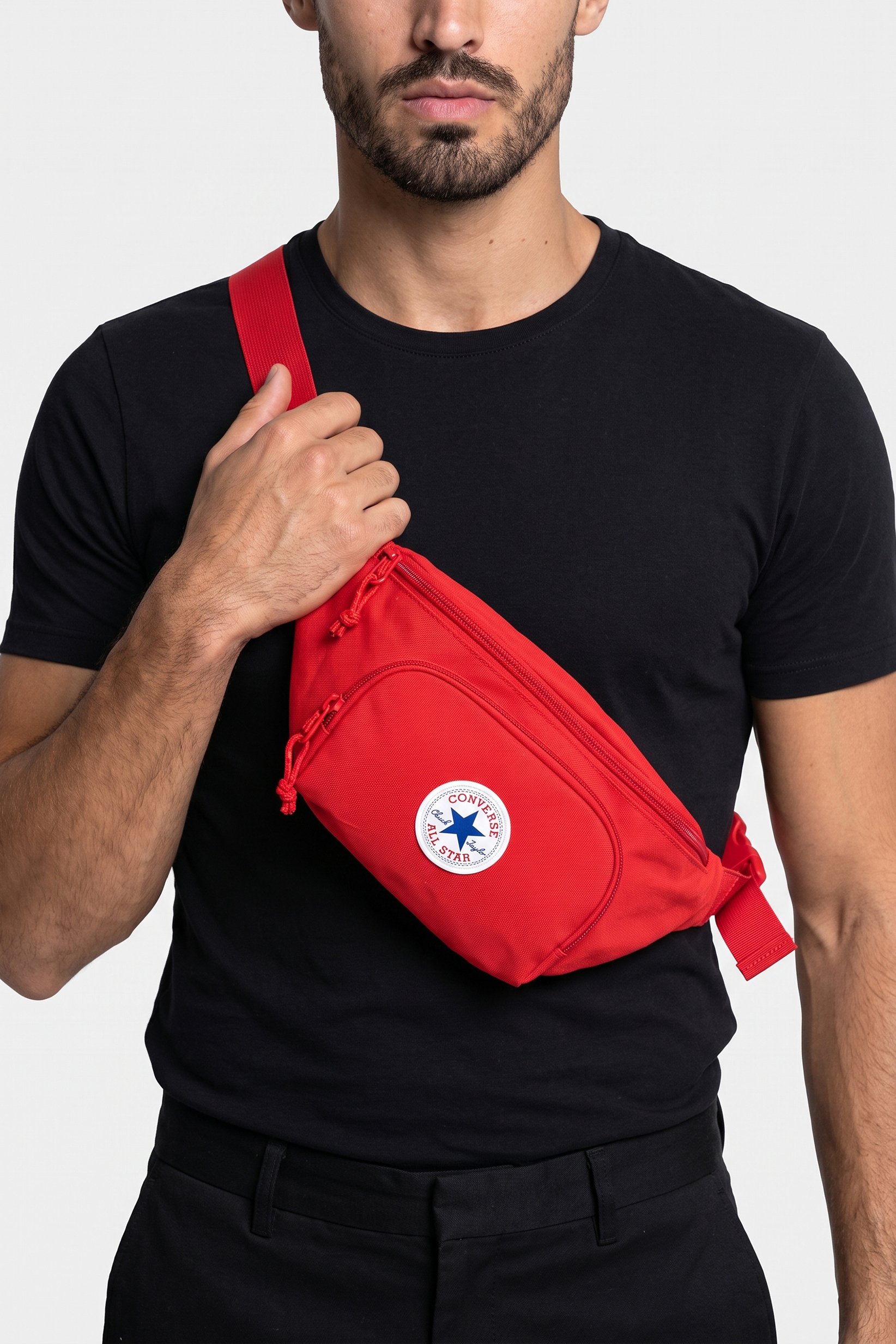 Men Brand Logo Fanny Bag, Red