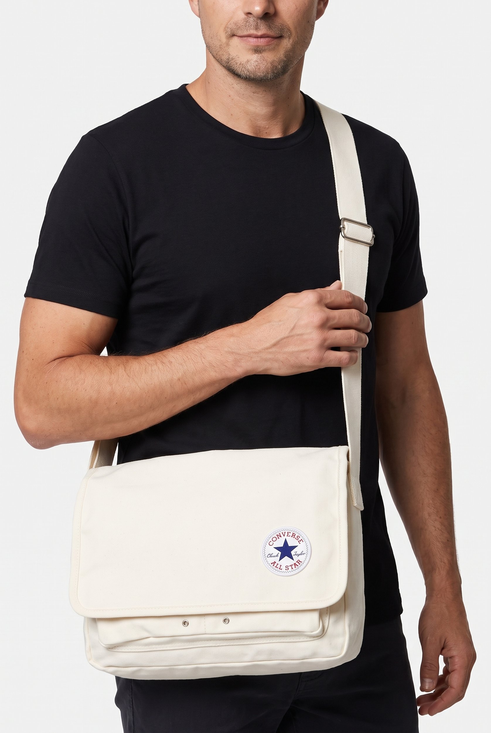 Men Brand Logo Cross Body Bag, White