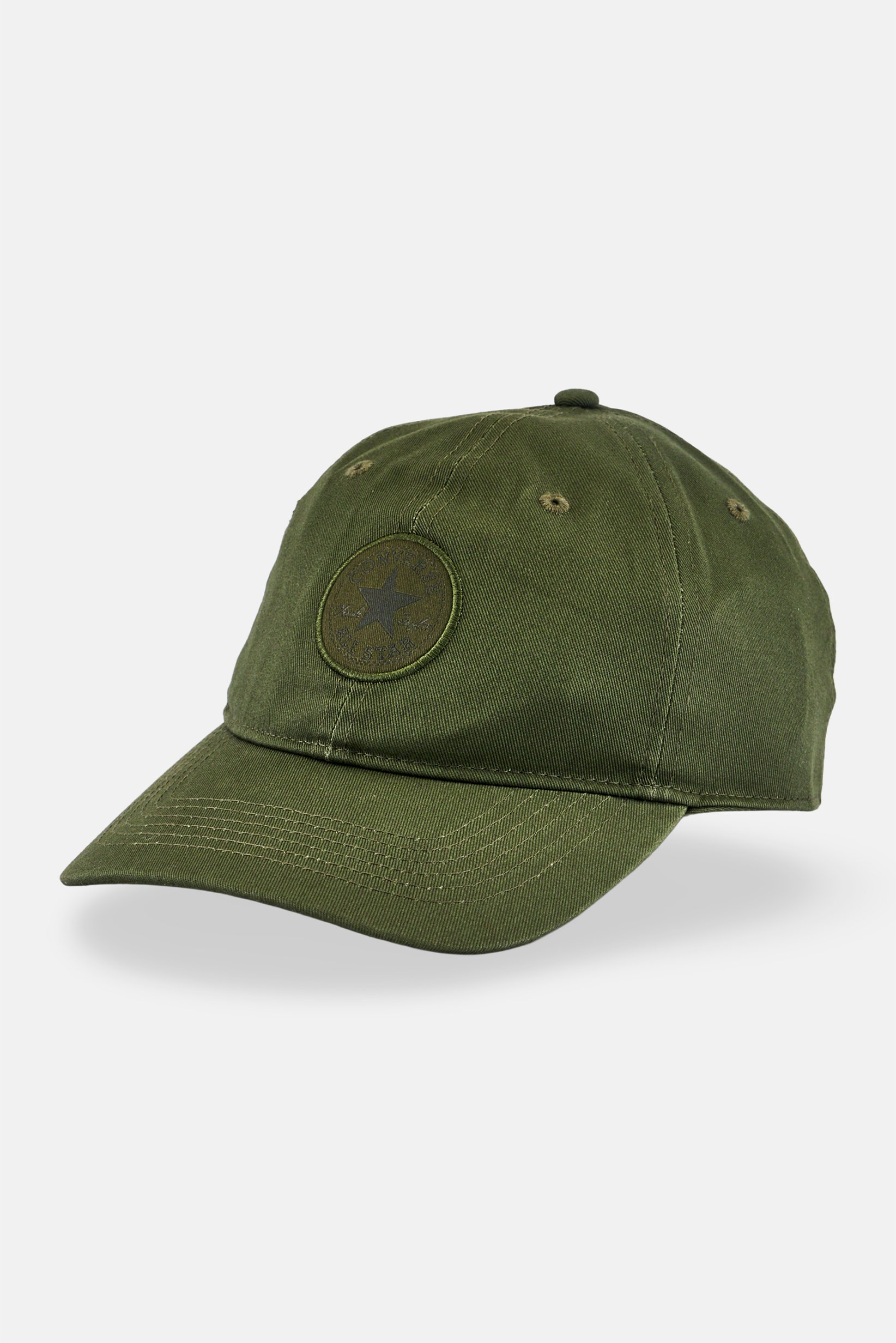 Men Brand Logo Adjustable Buckle Closure Cap, Olive