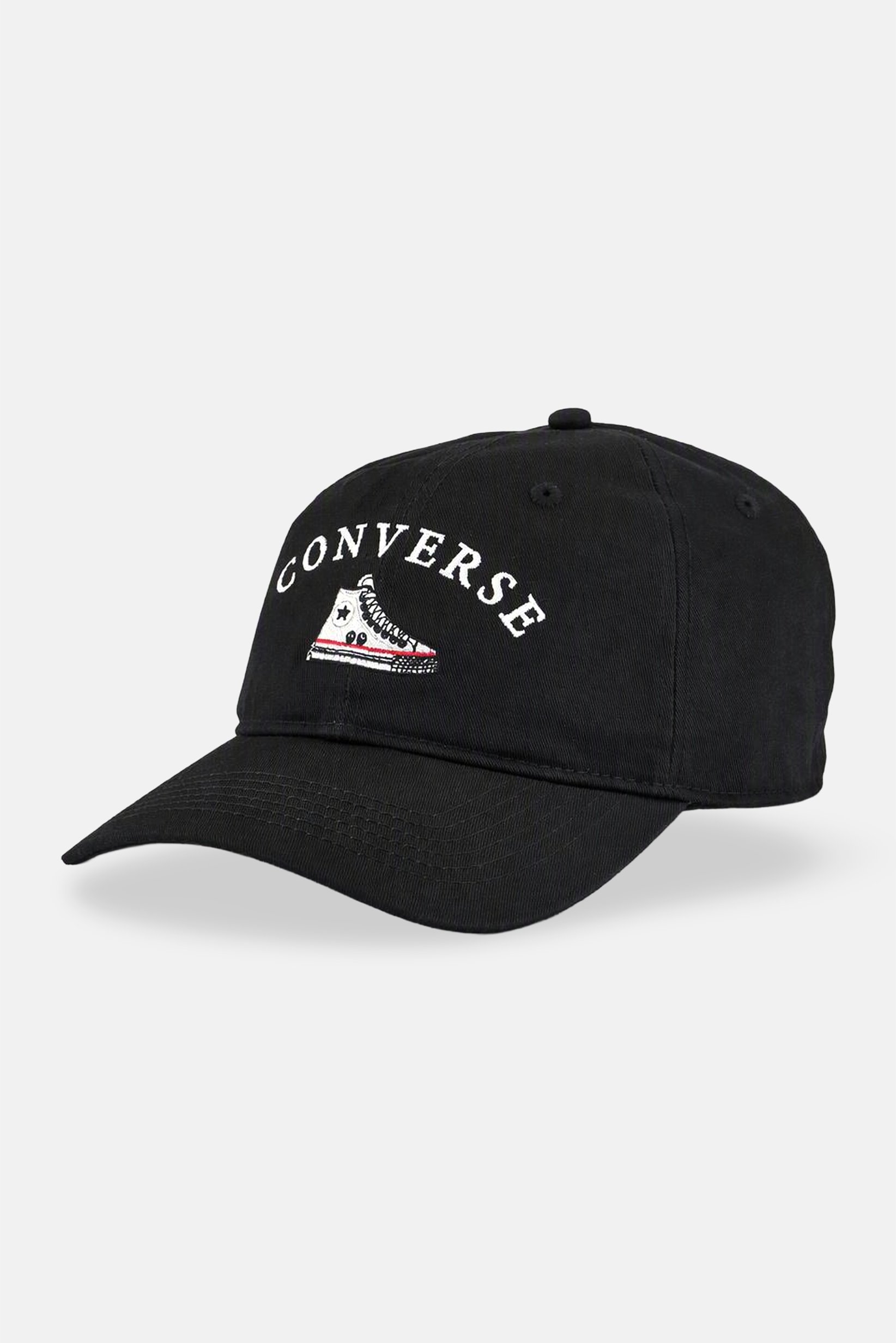 Men Embroidered Logo Adjustable Buckle Closure Cap, Black