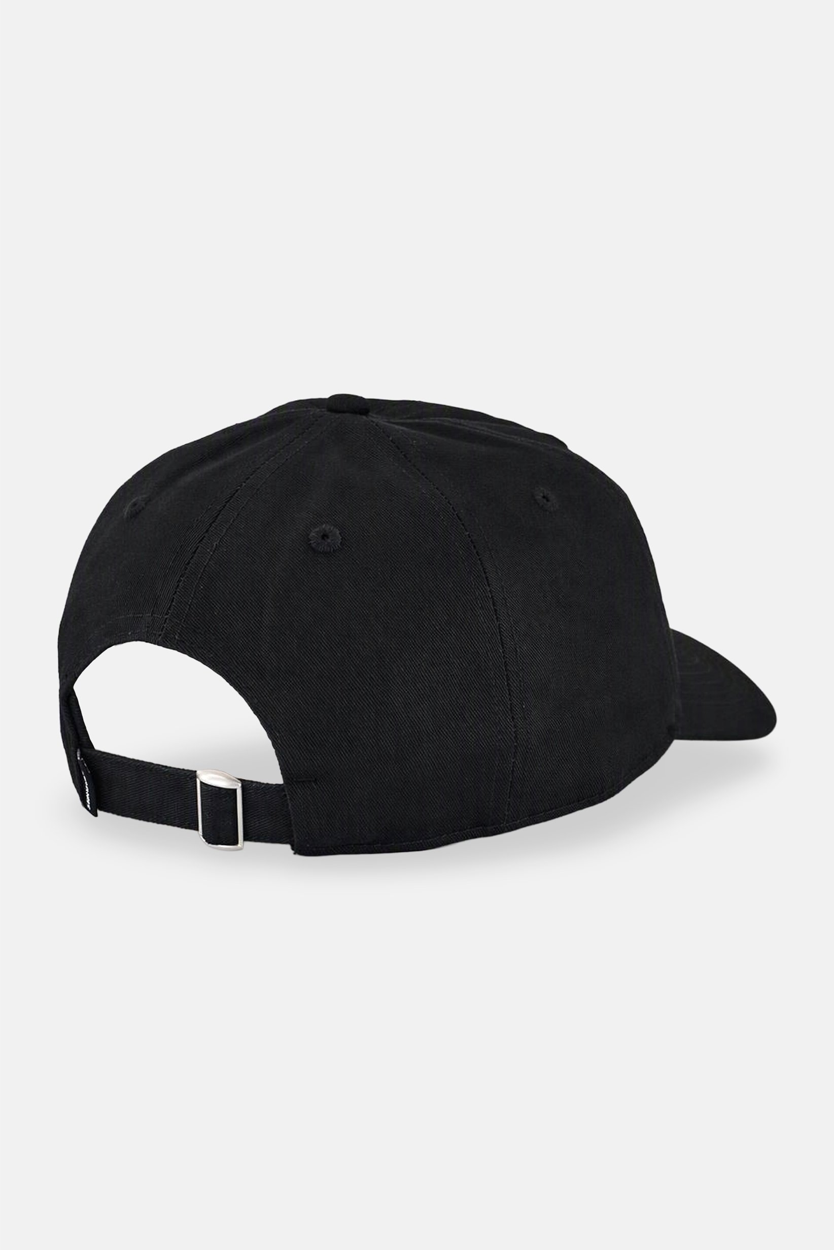 Men Embroidered Logo Adjustable Buckle Closure Cap, Black