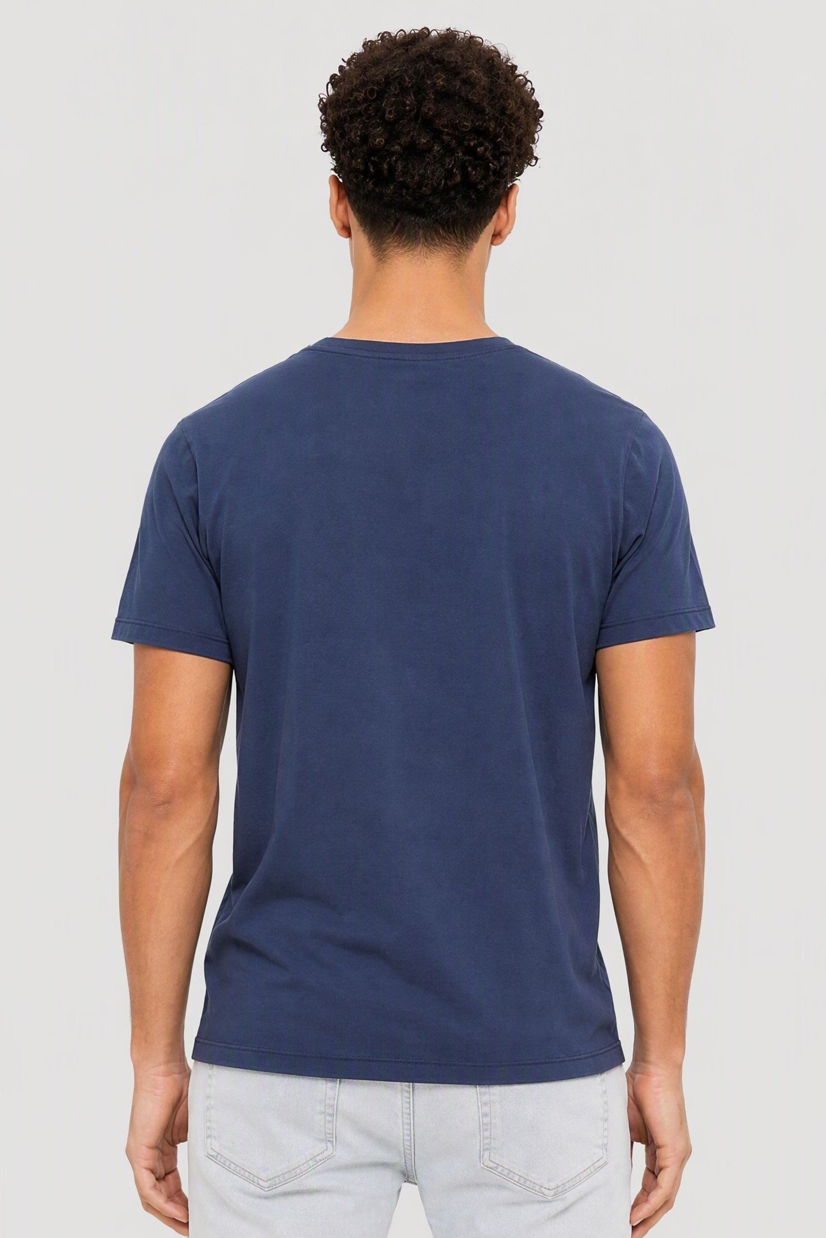 Calvin Klein Jeans Men Crew Neck Short Sleeve Brand Logo T-Shirt, Slate Blue