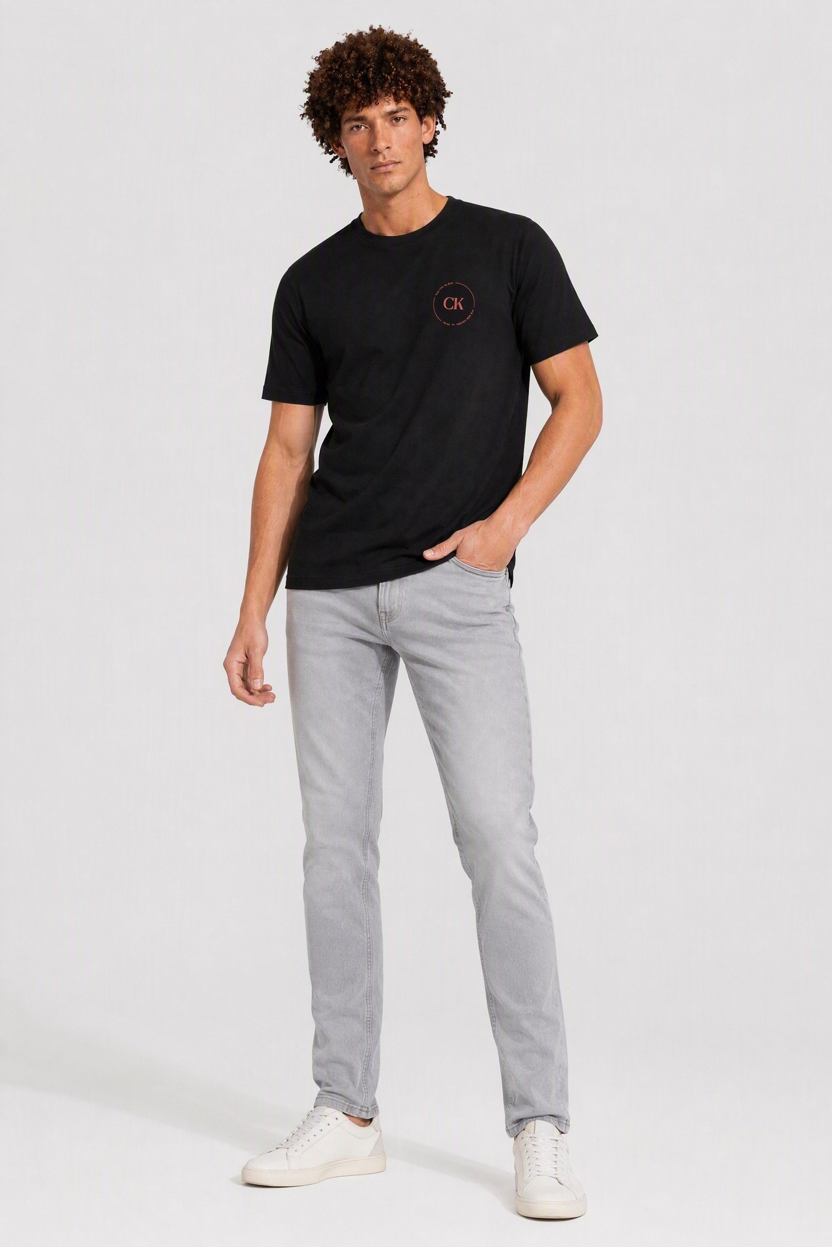 Calvin Klein Jeans Men Crew Neck Short Sleeve Brand Logo T-Shirt, Black