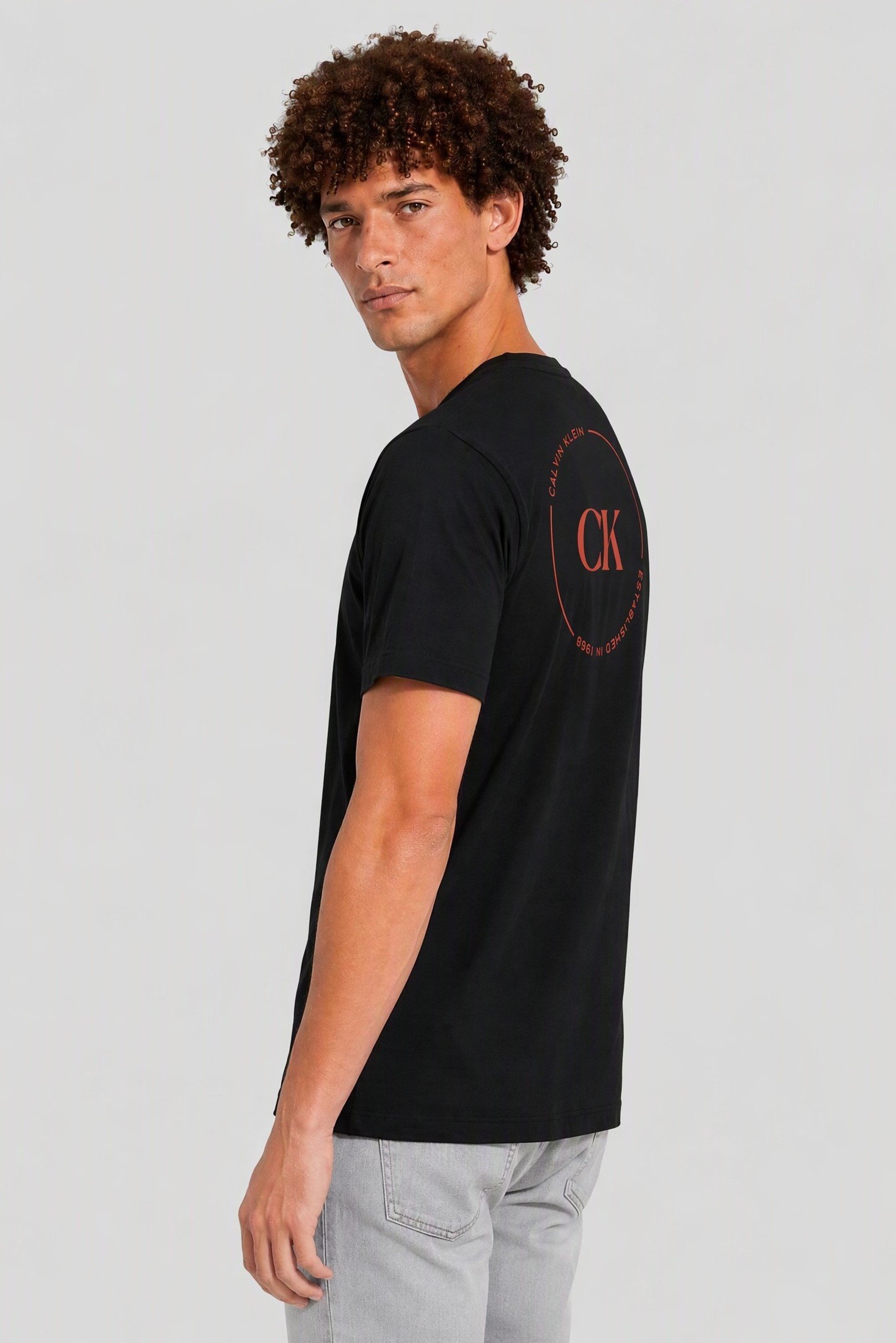 Calvin Klein Jeans Men Crew Neck Short Sleeve Brand Logo T-Shirt, Black
