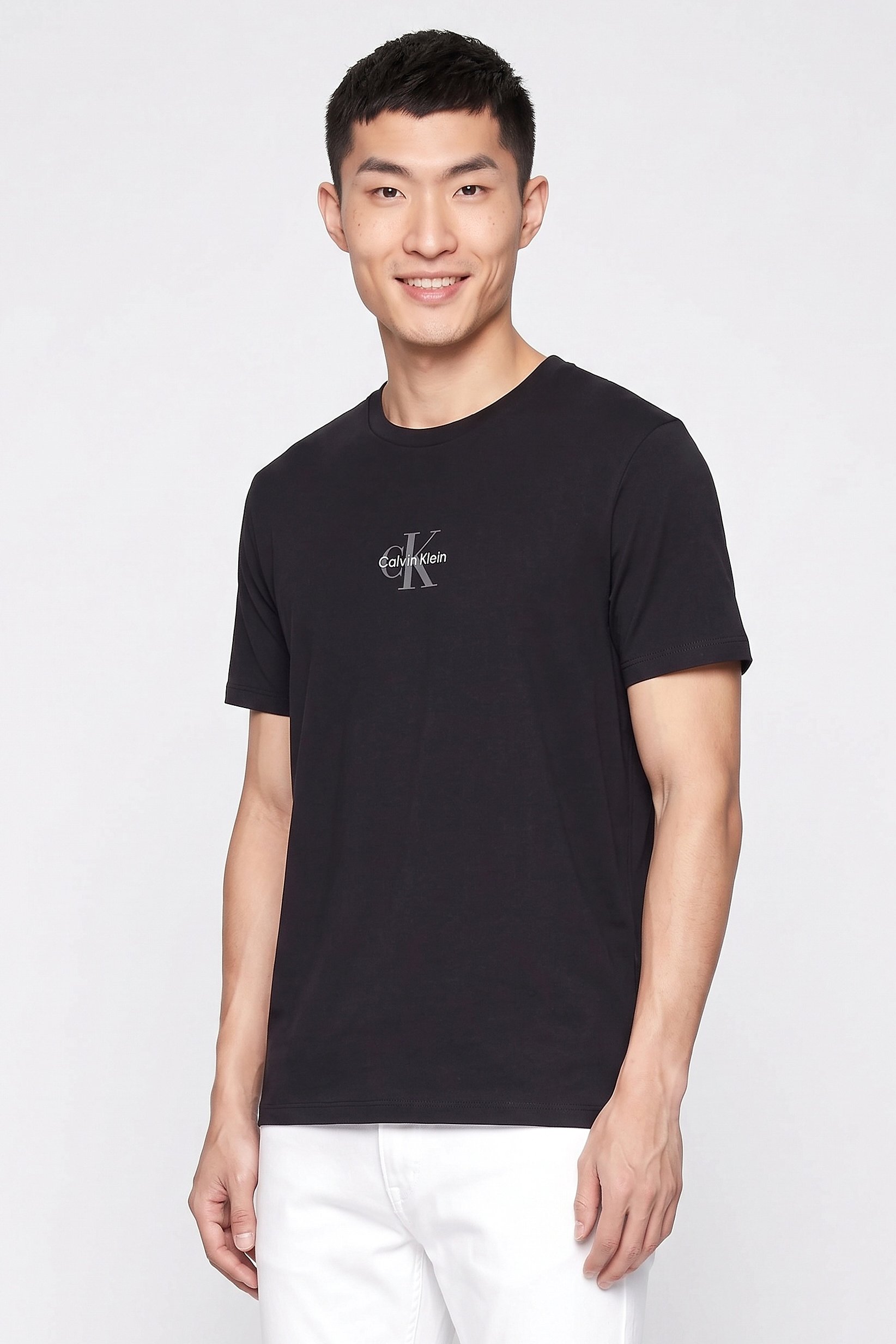 Calvin Klein Jeans Men Crew Neck Short Sleeve Brand Logo T-Shirt, Black