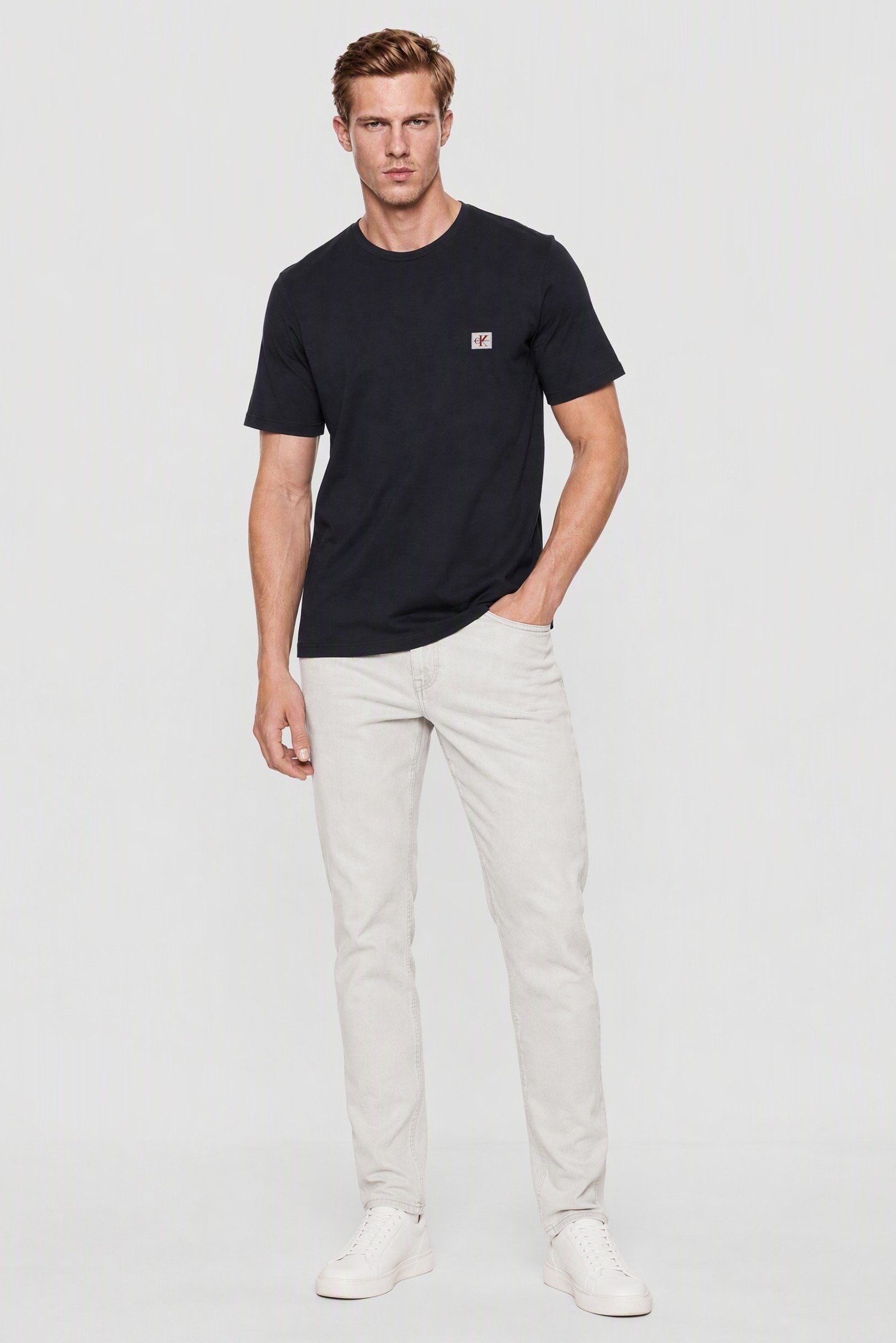 Calvin Klein Jeans Men Crew Neck Short Sleeve Brand Logo T-Shirt, Navy