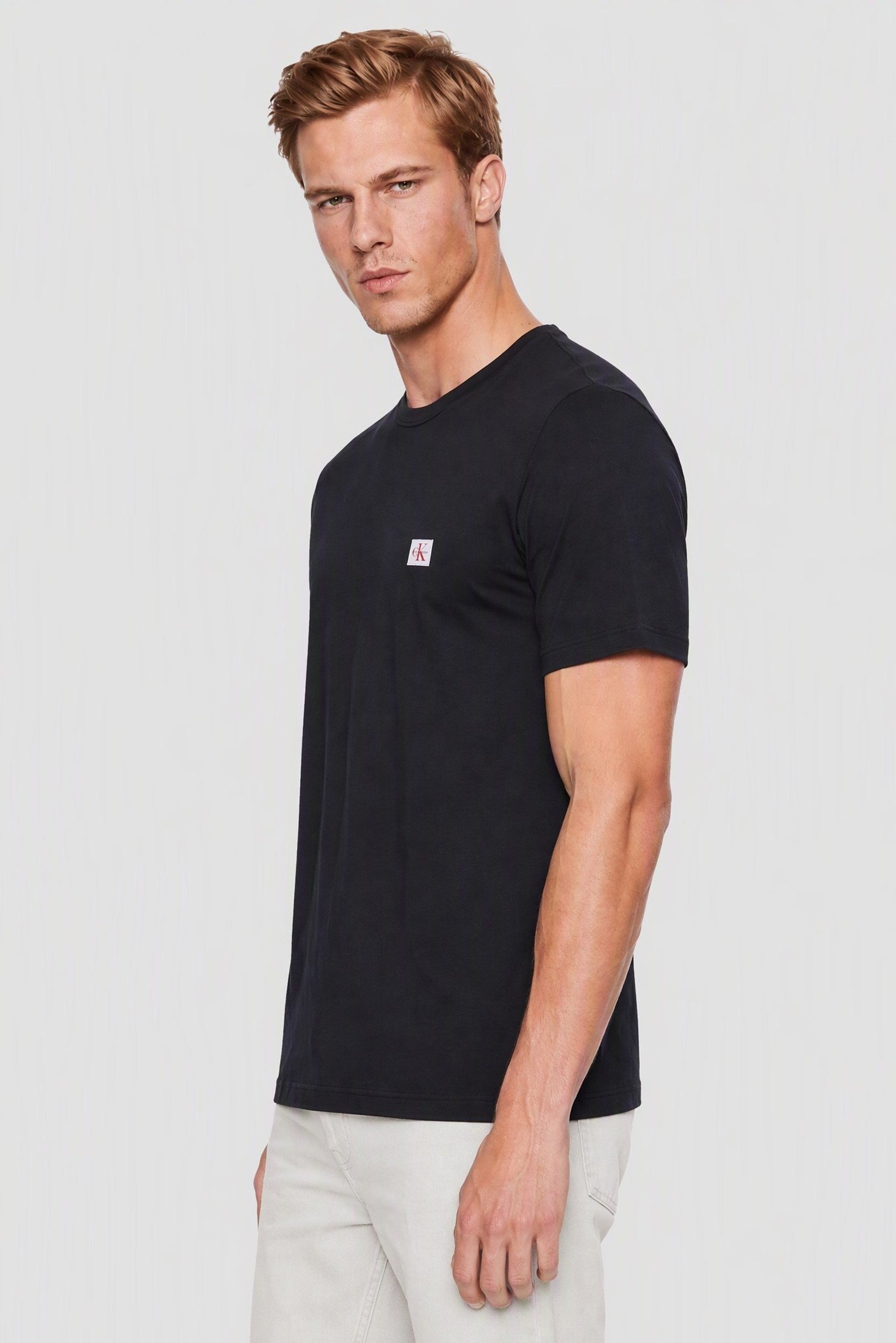 Calvin Klein Jeans Men Crew Neck Short Sleeve Brand Logo T-Shirt, Navy