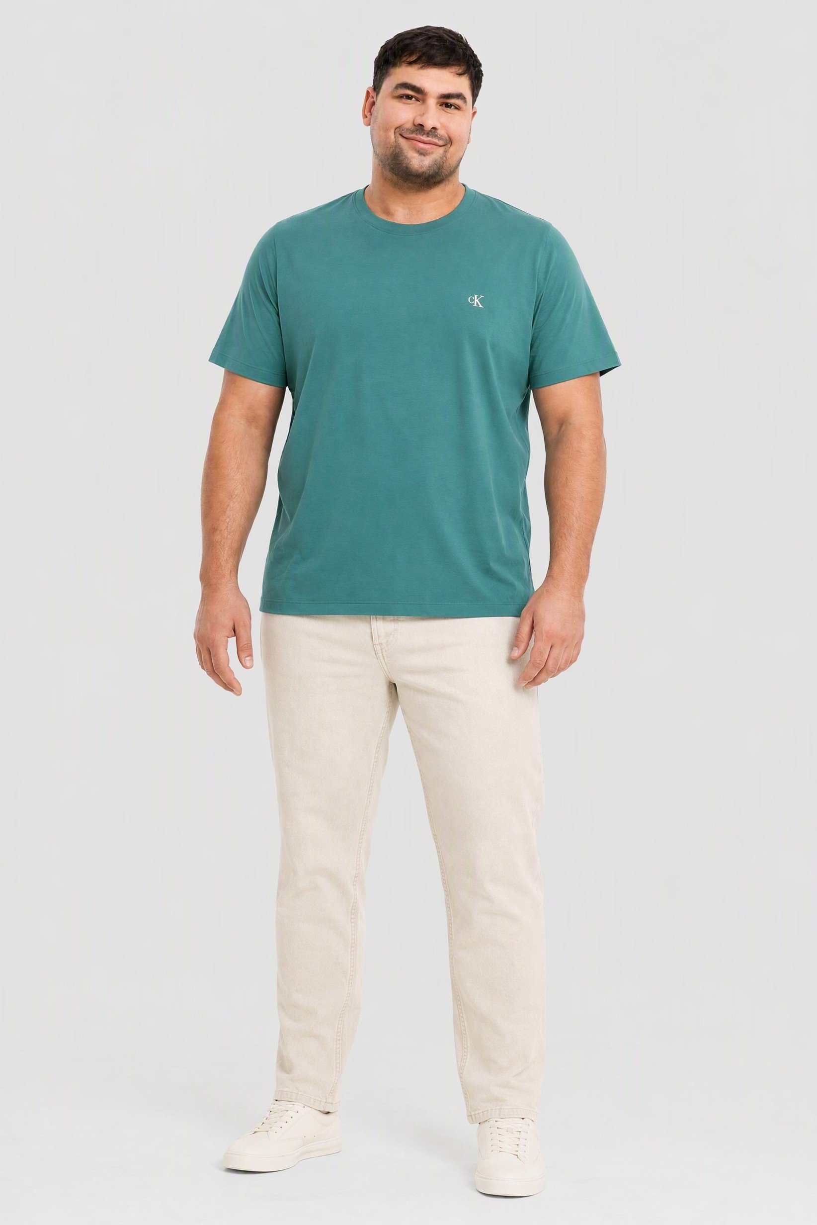 Calvin Klein Jeans Men Crew Neck Short Sleeve Embroidered Logo T-Shirt, Green